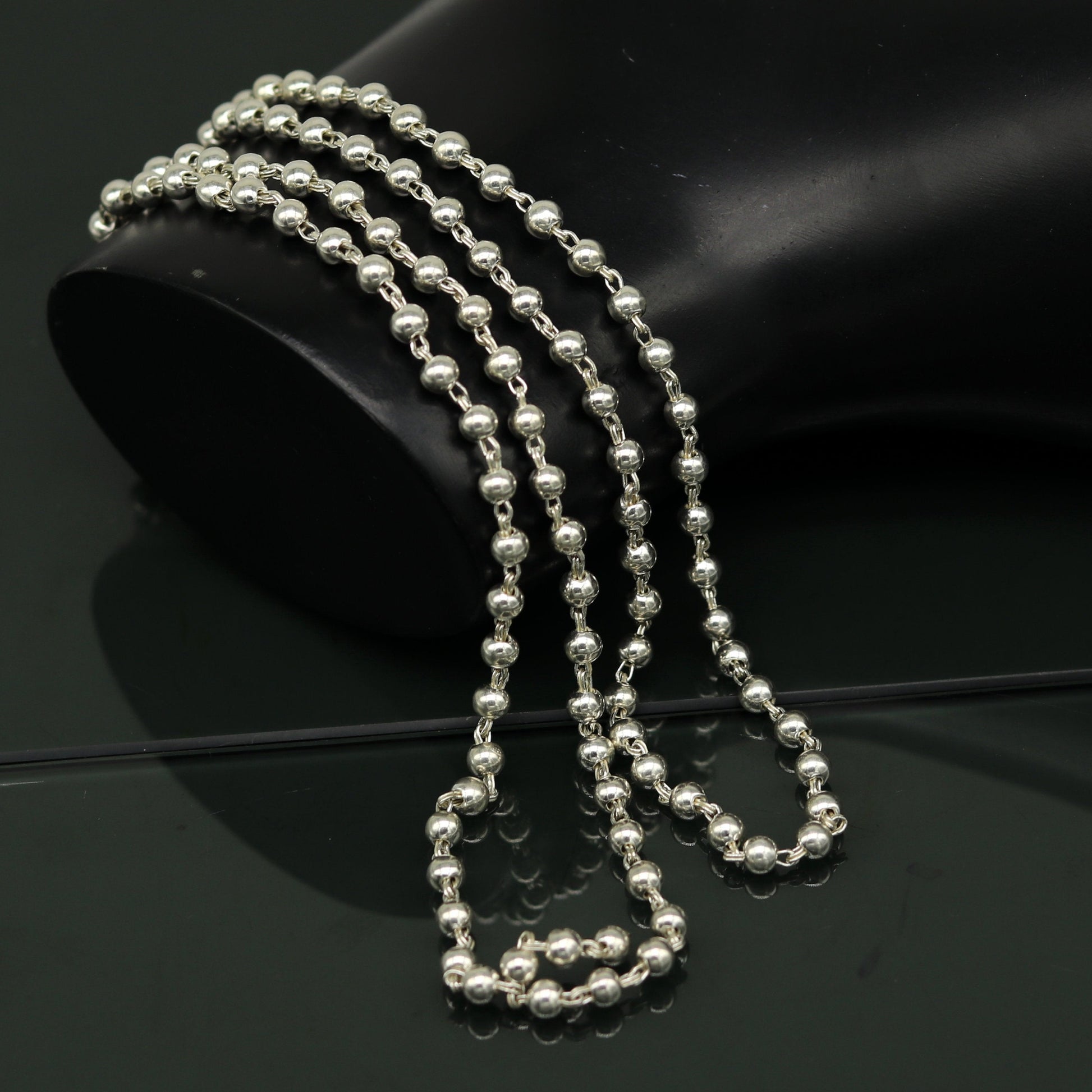 925 sterling silver handmade customized design japp mala, 108 silver beads chanting chain necklace for praying mantra to god ch78 - TRIBAL ORNAMENTS