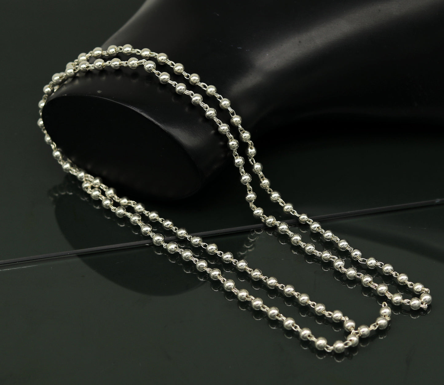 925 sterling silver handmade customized design japp mala, 108 silver beads chanting chain necklace for praying mantra to god ch78 - TRIBAL ORNAMENTS