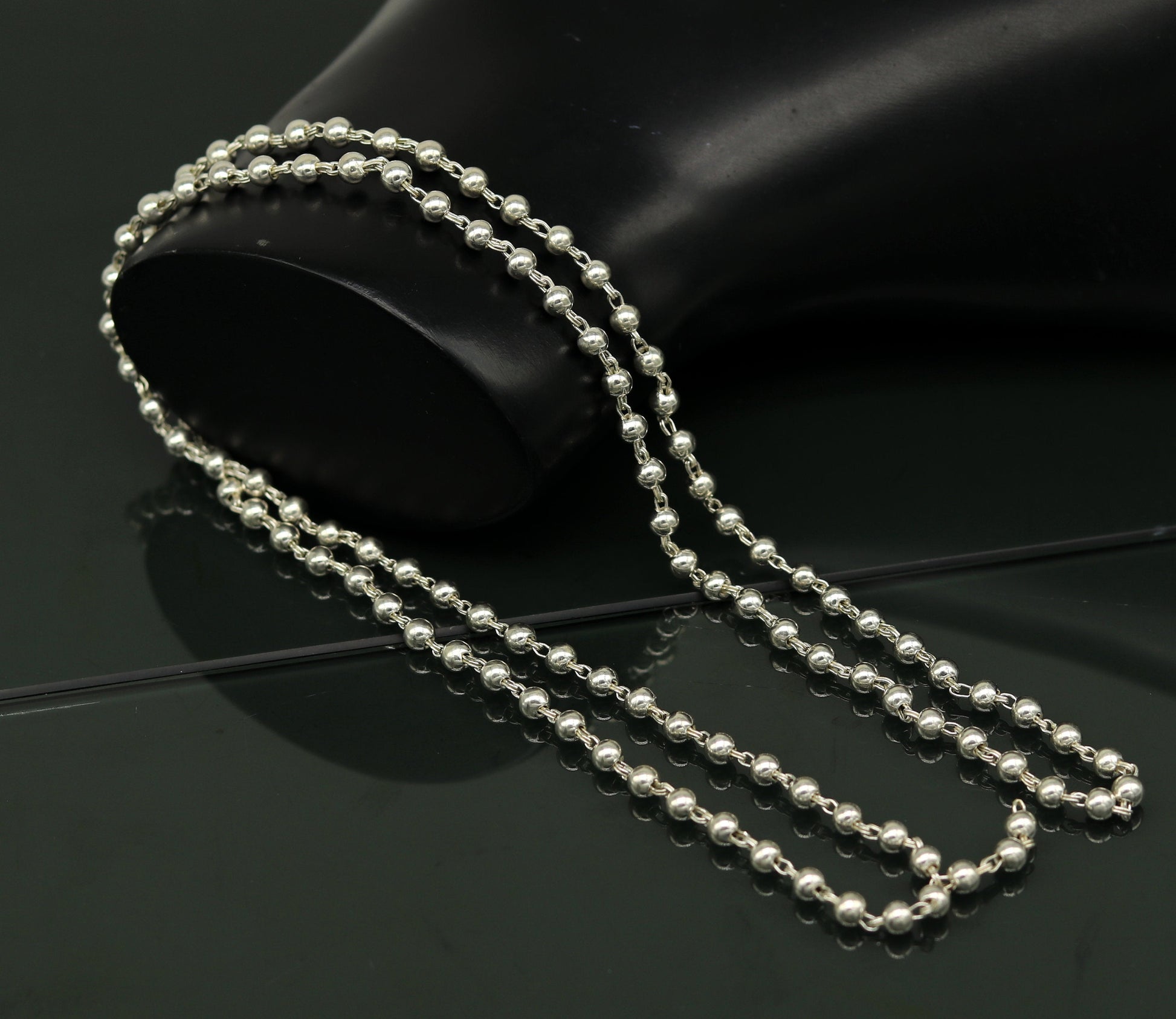 925 sterling silver handmade customized design japp mala, 108 silver beads chanting chain necklace for praying mantra to god ch78 - TRIBAL ORNAMENTS