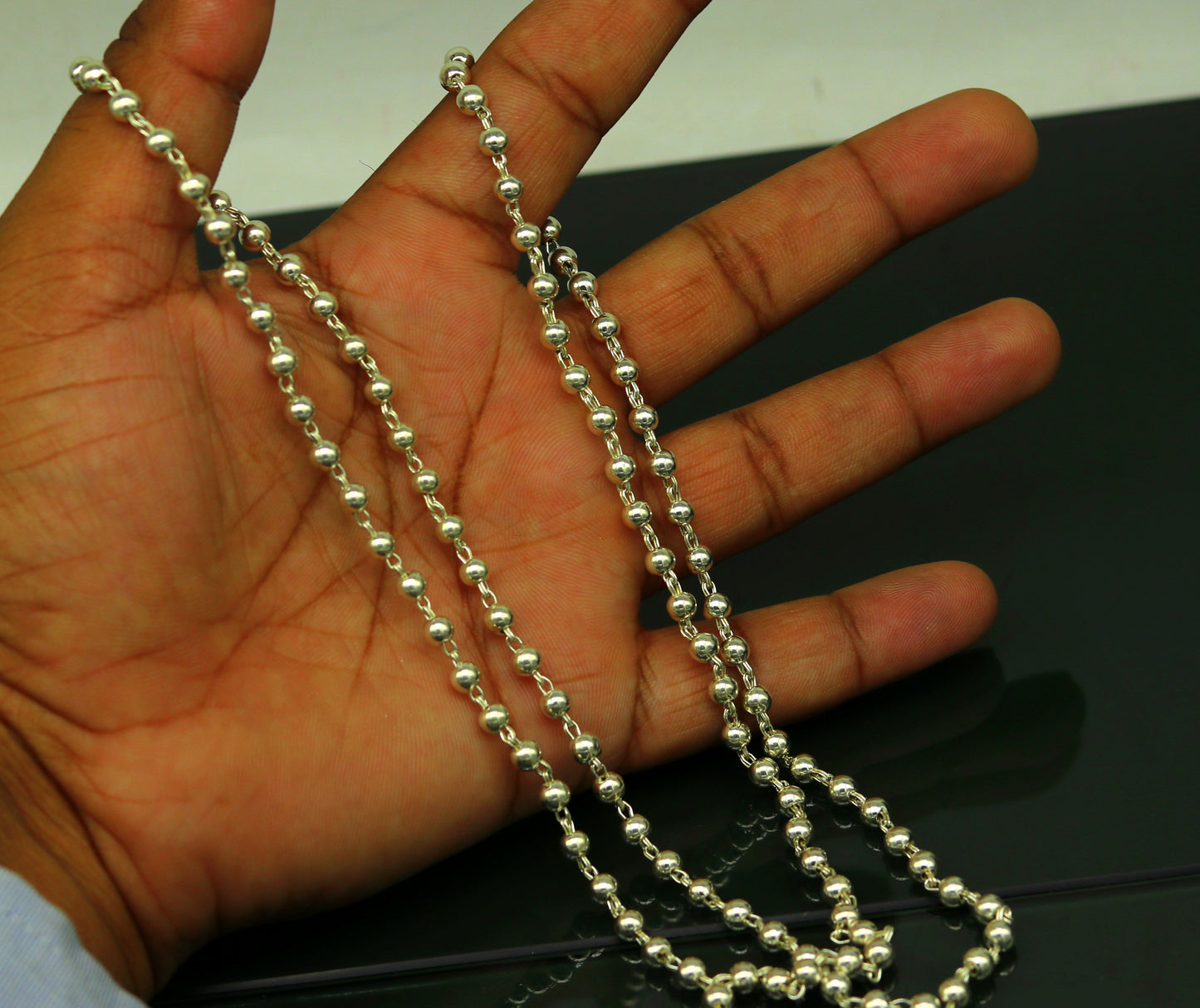 925 sterling silver handmade customized design japp mala, 108 silver beads chanting chain necklace for praying mantra to god ch78 - TRIBAL ORNAMENTS