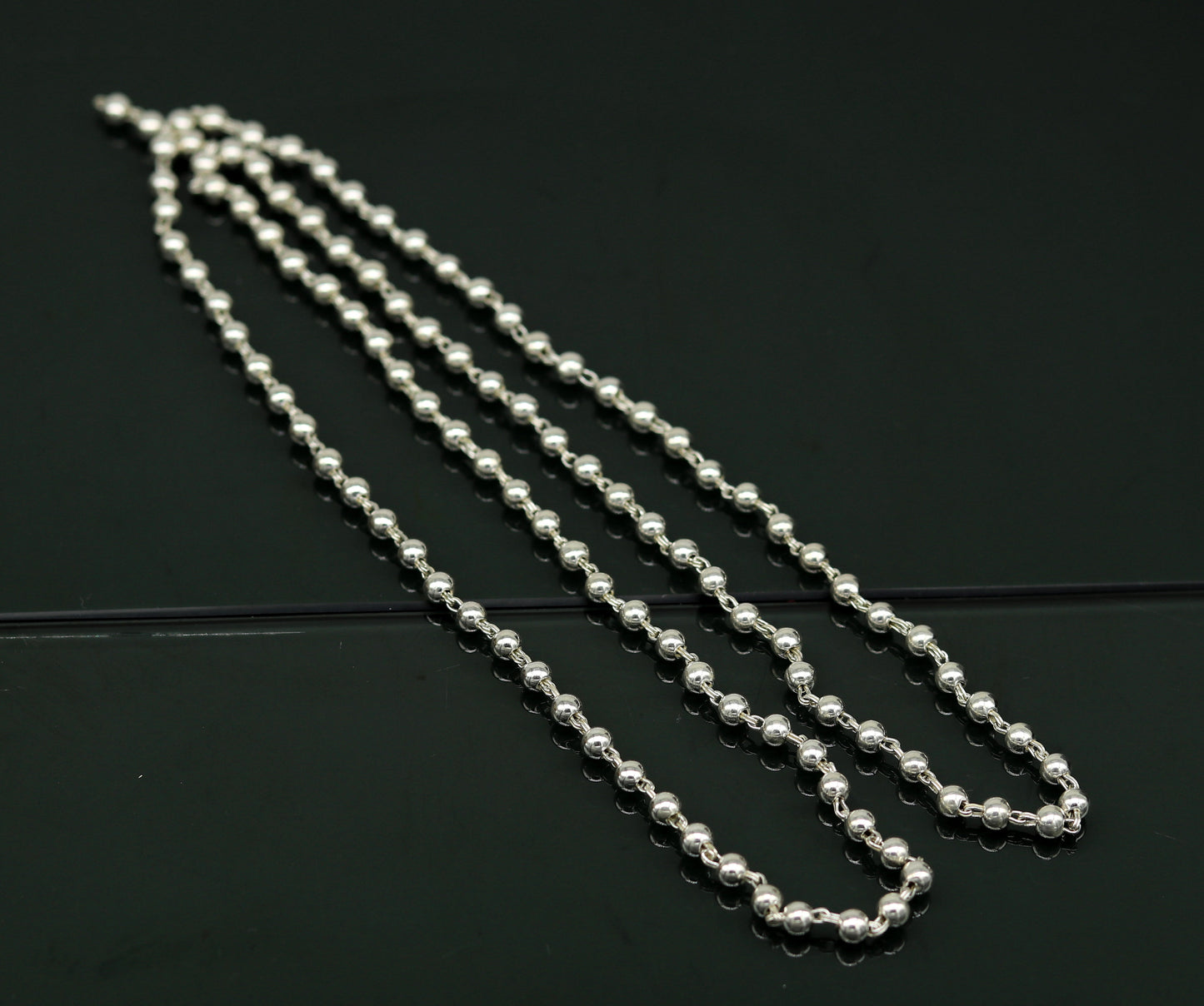 925 sterling silver handmade customized design japp mala, 108 silver beads chanting chain necklace for praying mantra to god ch78 - TRIBAL ORNAMENTS