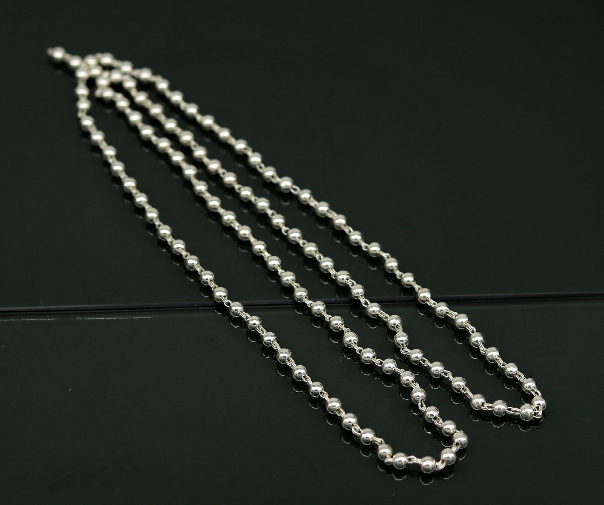 925 sterling silver handmade customized design japp mala, 108 silver beads chanting chain necklace for praying mantra to god ch78 - TRIBAL ORNAMENTS