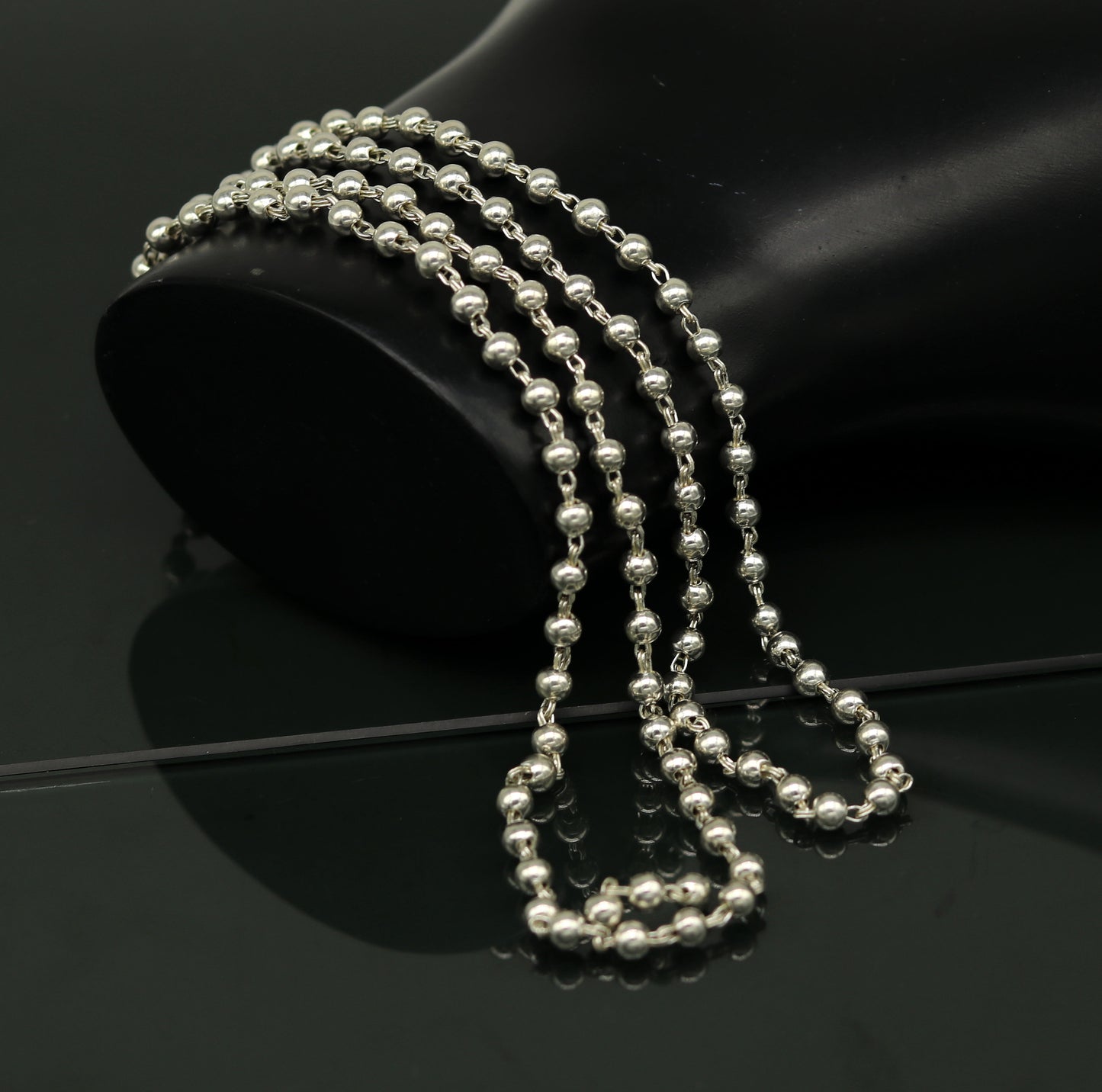 925 sterling silver handmade customized design japp mala, 108 silver beads chanting chain necklace for praying mantra to god ch78 - TRIBAL ORNAMENTS