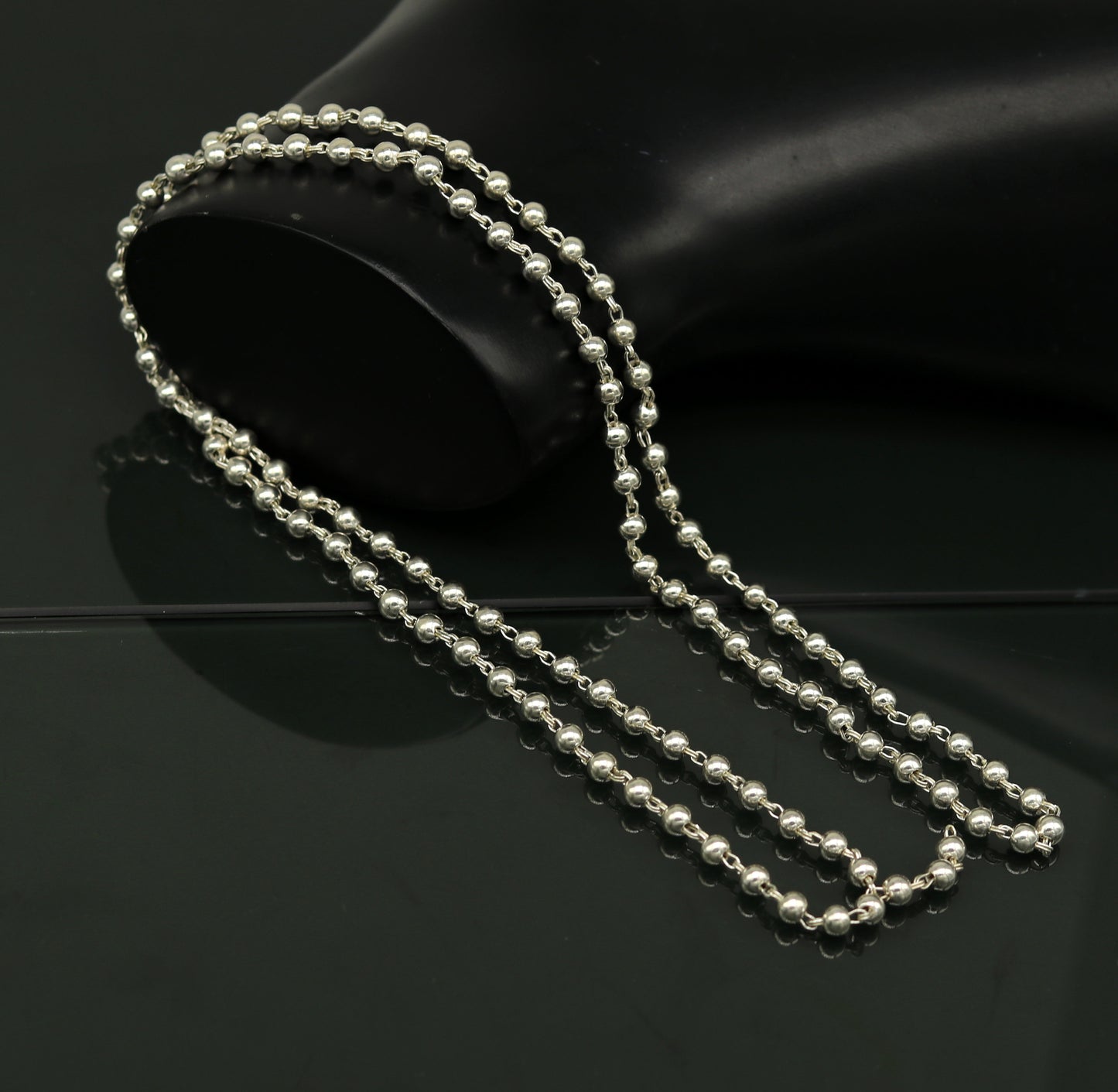 925 sterling silver handmade customized design japp mala, 108 silver beads chanting chain necklace for praying mantra to god ch78 - TRIBAL ORNAMENTS