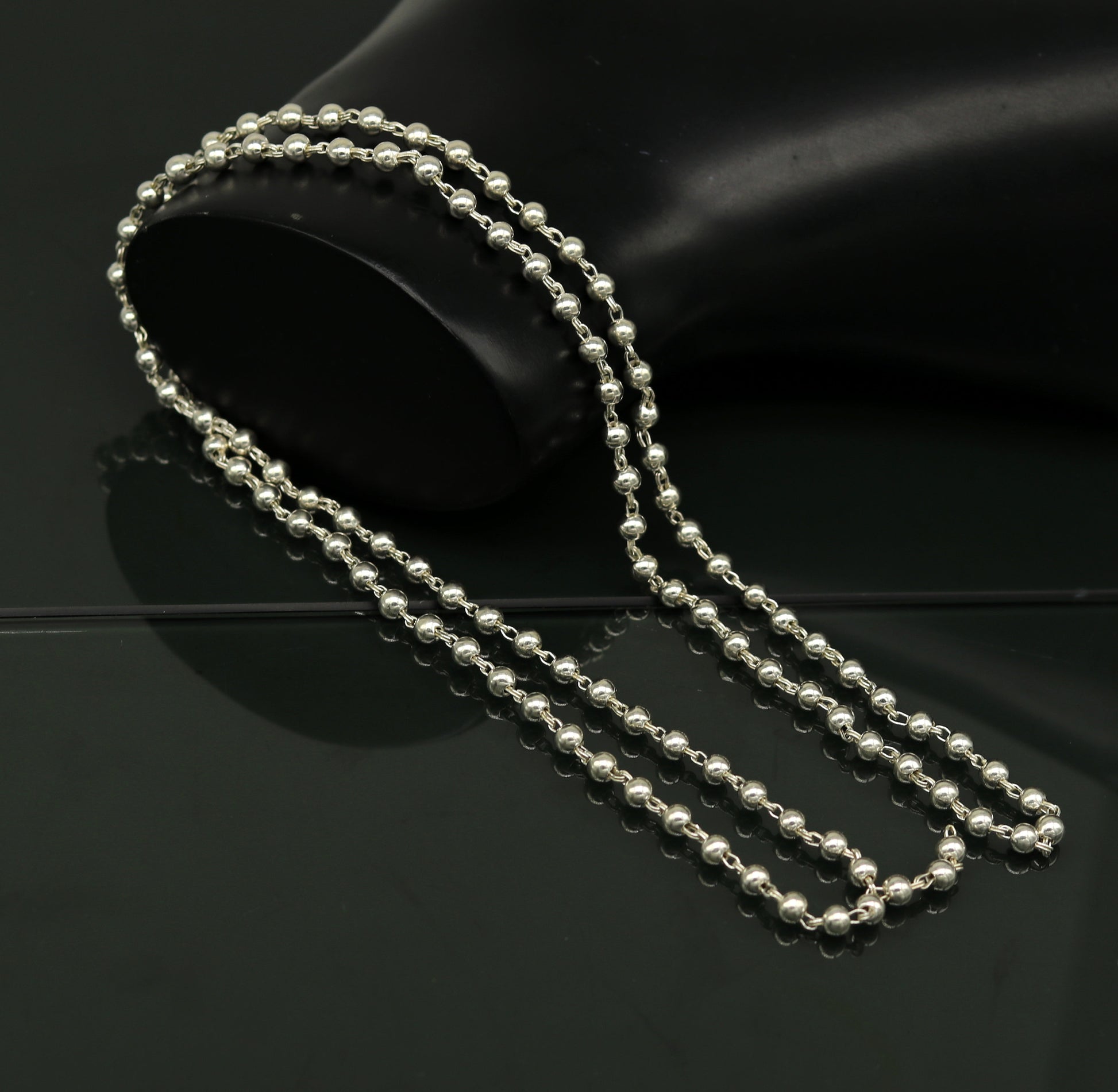 925 sterling silver handmade customized design japp mala, 108 silver beads chanting chain necklace for praying mantra to god ch78 - TRIBAL ORNAMENTS