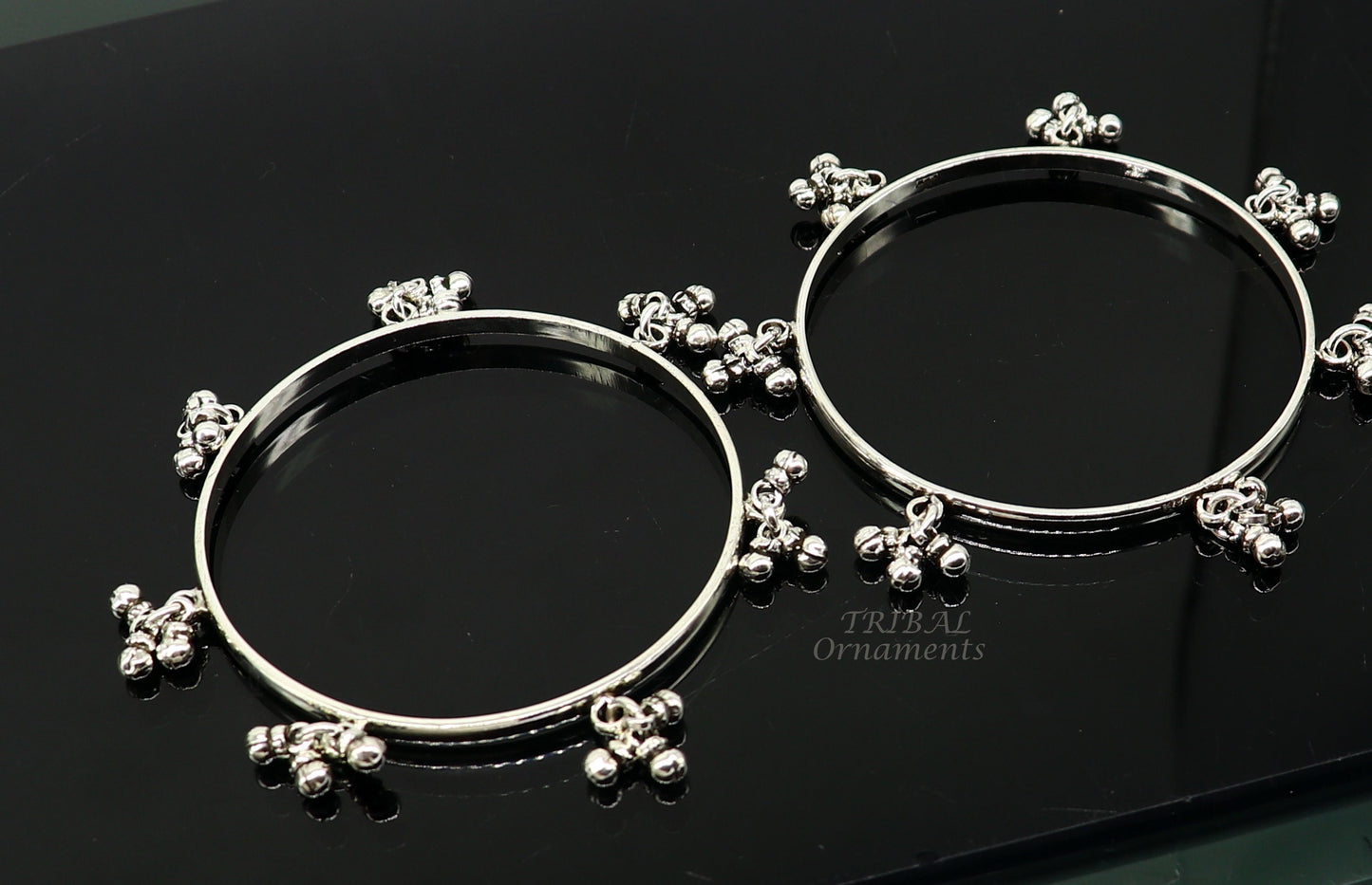 925 sterling silver handmade customized excellent hanging bells bridesmaid bangle bracelet kada, wedding personalized gifting jewelry nba346 - TRIBAL ORNAMENTS