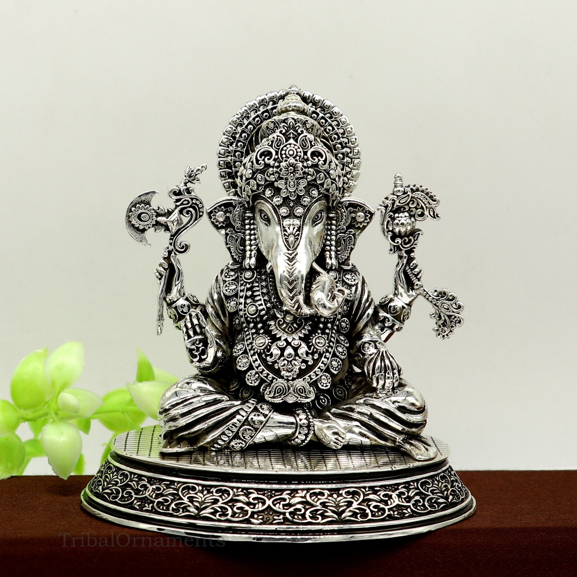 925 Sterling silver handmade customized Hindu God Idol Ganesha statue, puja article figurine, home decor utensils art34 - TRIBAL ORNAMENTS