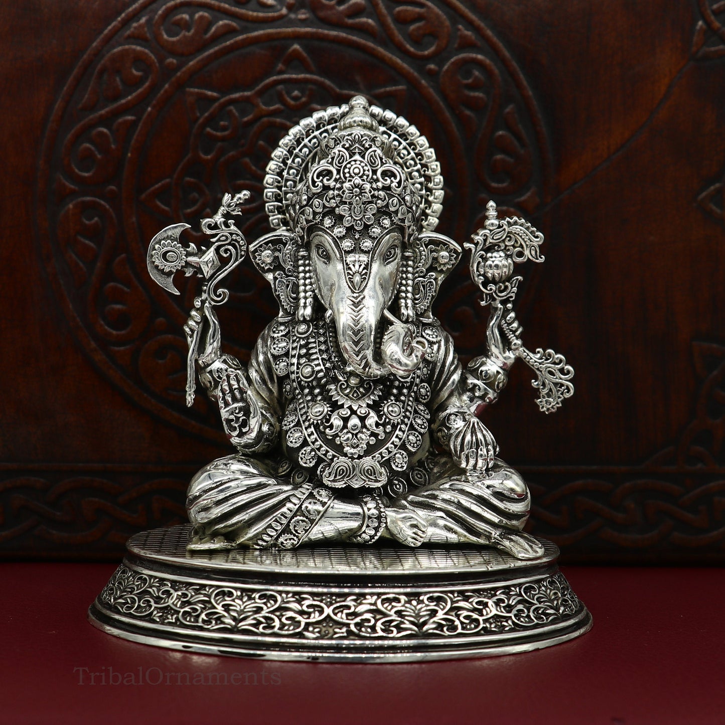 925 Sterling silver handmade customized Hindu God Idol Ganesha statue, puja article figurine, home decor utensils art34 - TRIBAL ORNAMENTS