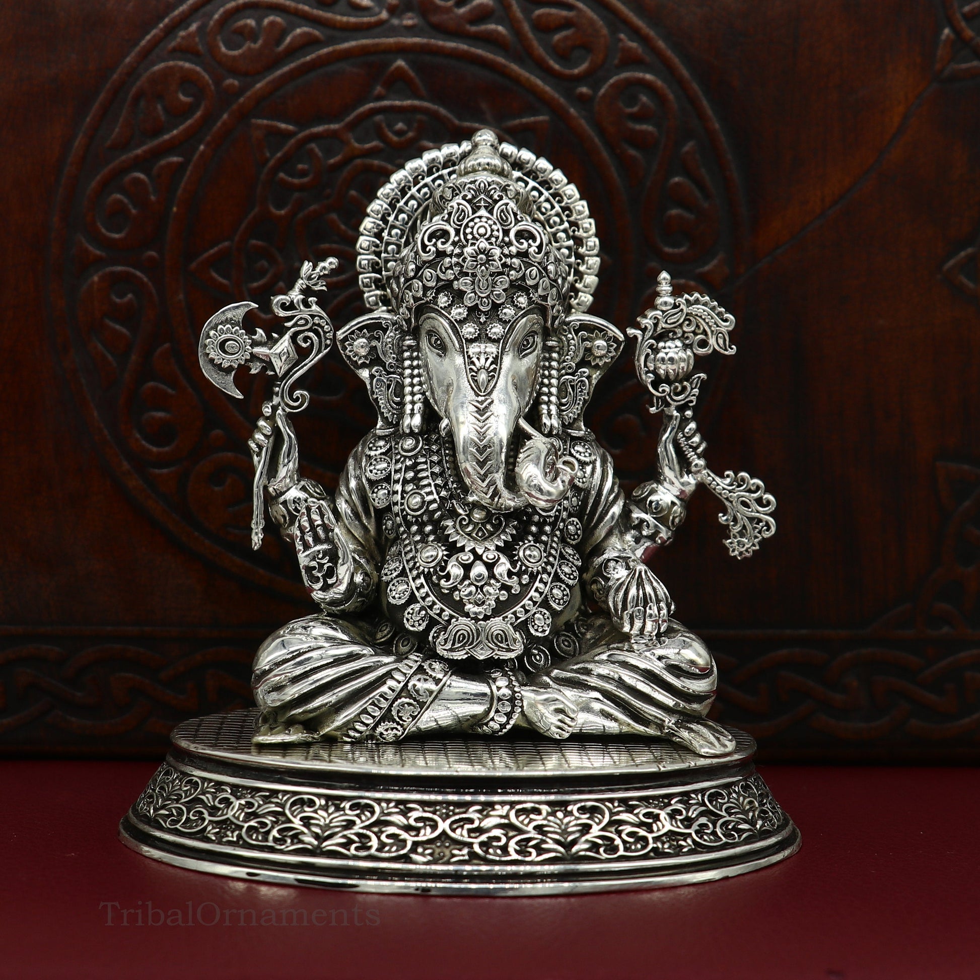 925 Sterling silver handmade customized Hindu God Idol Ganesha statue, puja article figurine, home decor utensils art34 - TRIBAL ORNAMENTS