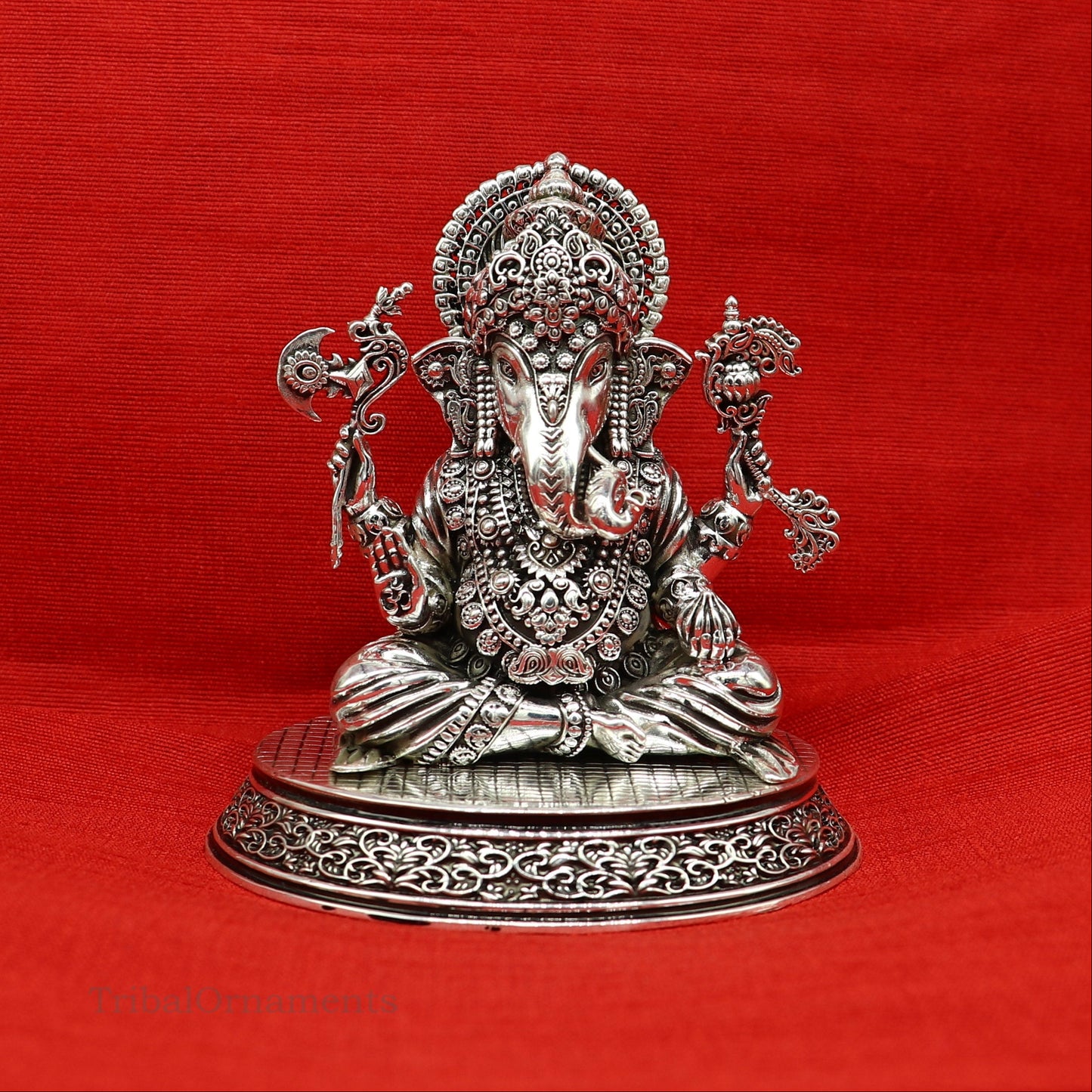 925 Sterling silver handmade customized Hindu God Idol Ganesha statue, puja article figurine, home decor utensils art34 - TRIBAL ORNAMENTS
