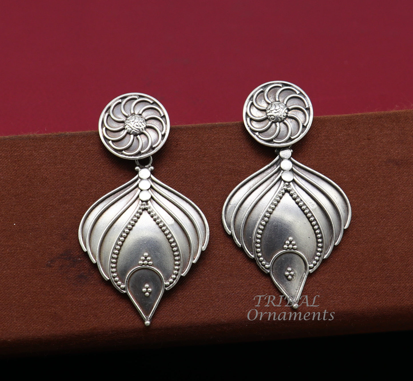 925 Sterling silver handmade customized stud earring, Amazing leaf design earring, fabulous drop dangle Ethnic tribal gifting jewelry s1098 - TRIBAL ORNAMENTS