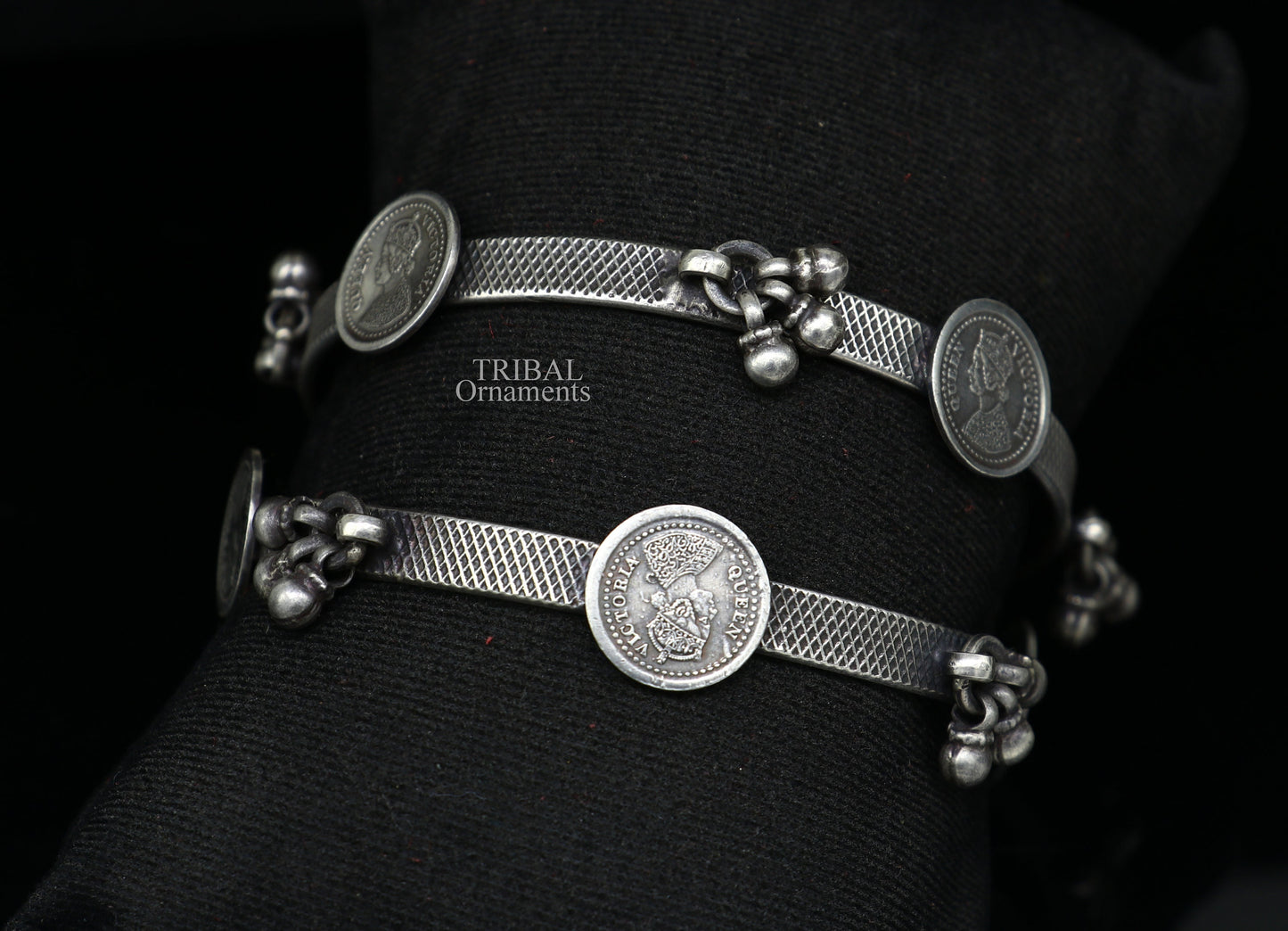 925 sterling silver handmade customized tribal ethnic bangle bracelet, best vintage style hanging drops bangles for gifting nba328 - TRIBAL ORNAMENTS