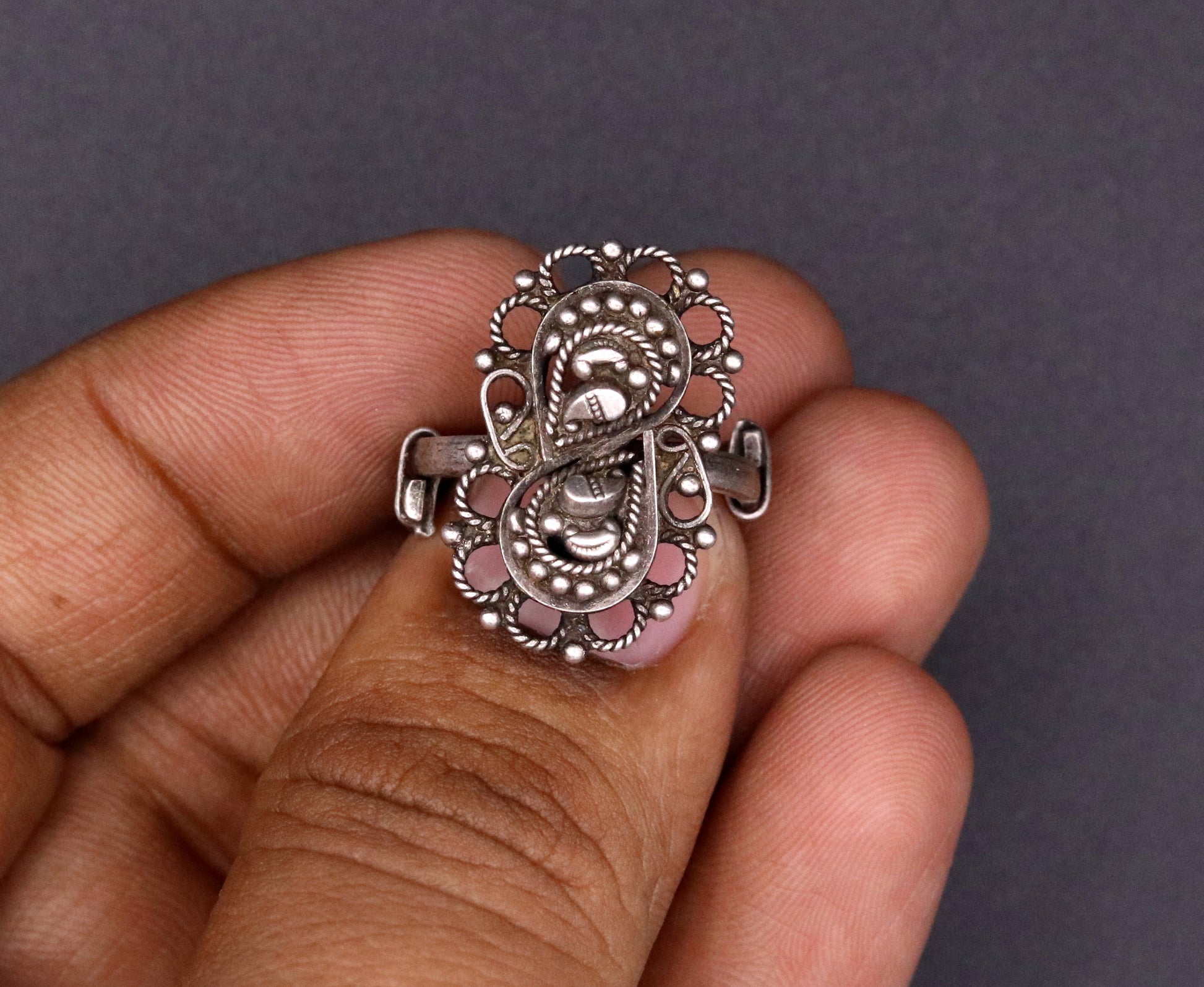 925 sterling silver handmade customized vintage design oxidized adjustable ring, band tribal belly dance personalized gift jewelry sr41 - TRIBAL ORNAMENTS