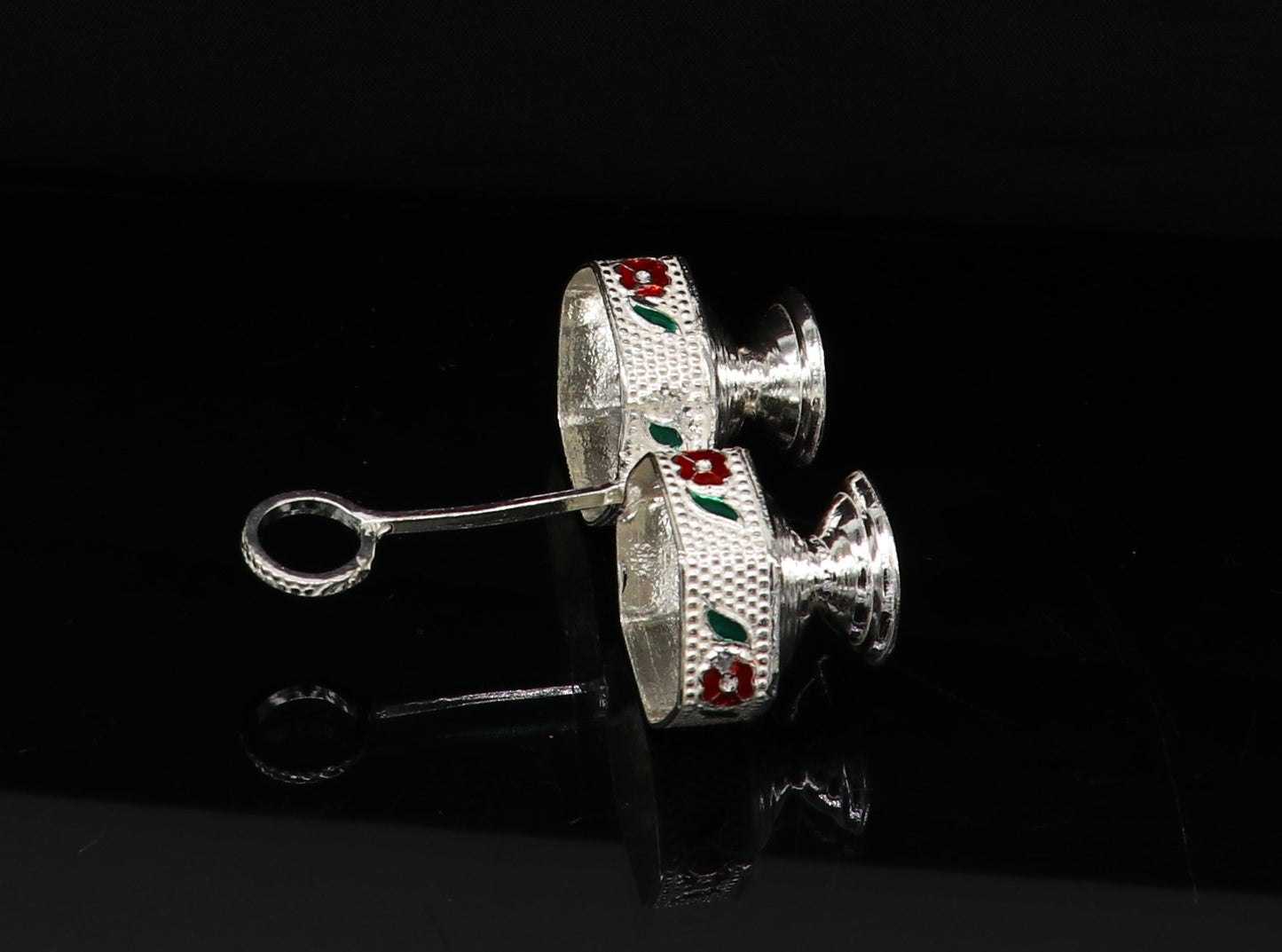 925 sterling silver handmade customized work puja utensils, silver tilak bowl, kesar chaindan kumkum patra or bowl, silver article su155 - TRIBAL ORNAMENTS