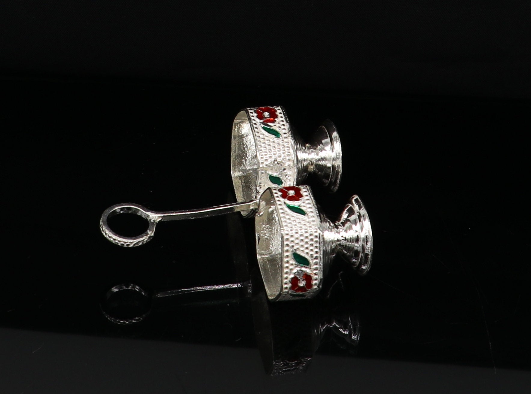 925 sterling silver handmade customized work puja utensils, silver tilak bowl, kesar chaindan kumkum patra or bowl, silver article su155 - TRIBAL ORNAMENTS