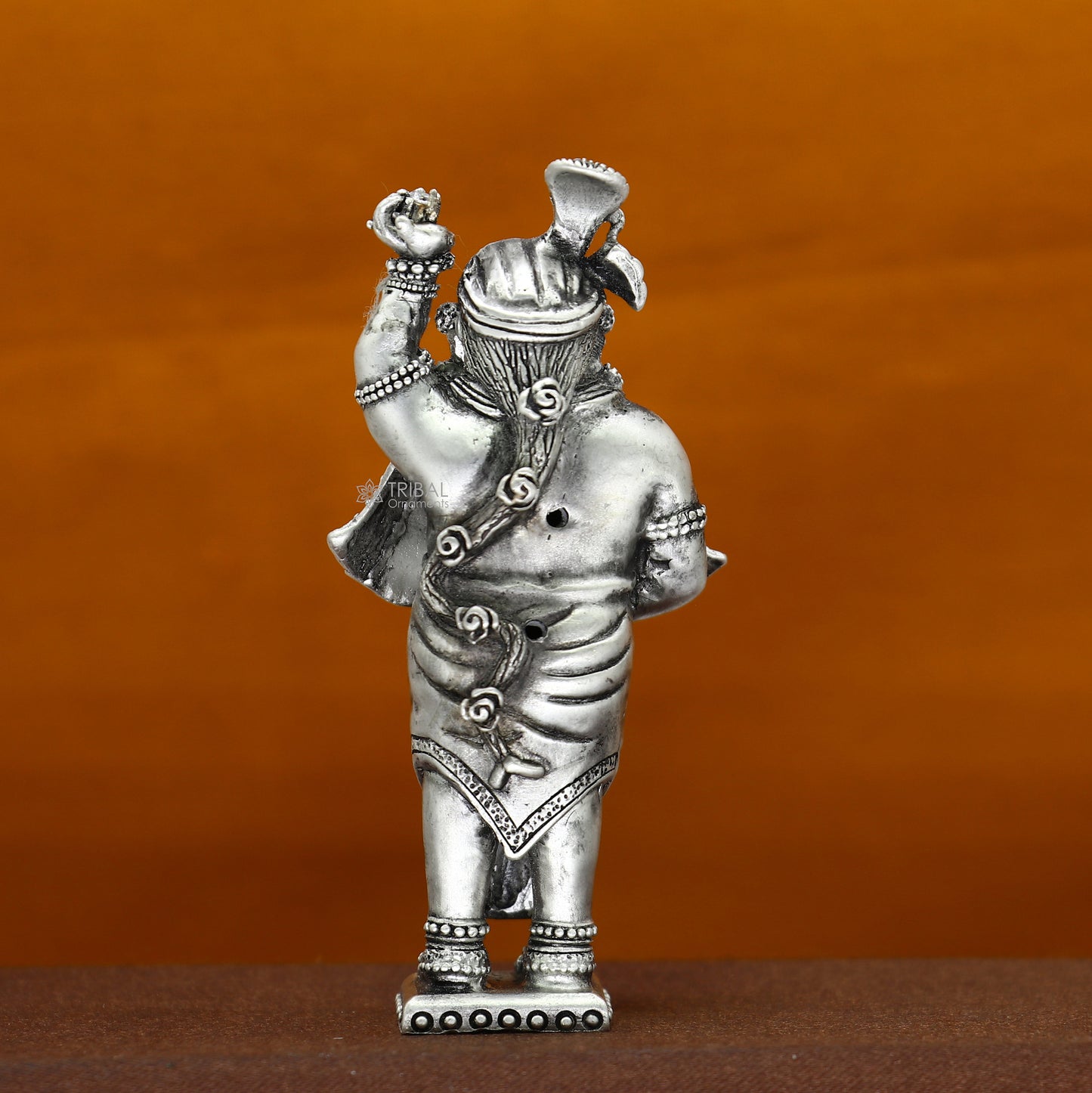 925 Sterling silver Krishna Govardhan idol figurine, handcrafted decorative puja statue for Diwali and spiritual rituals.