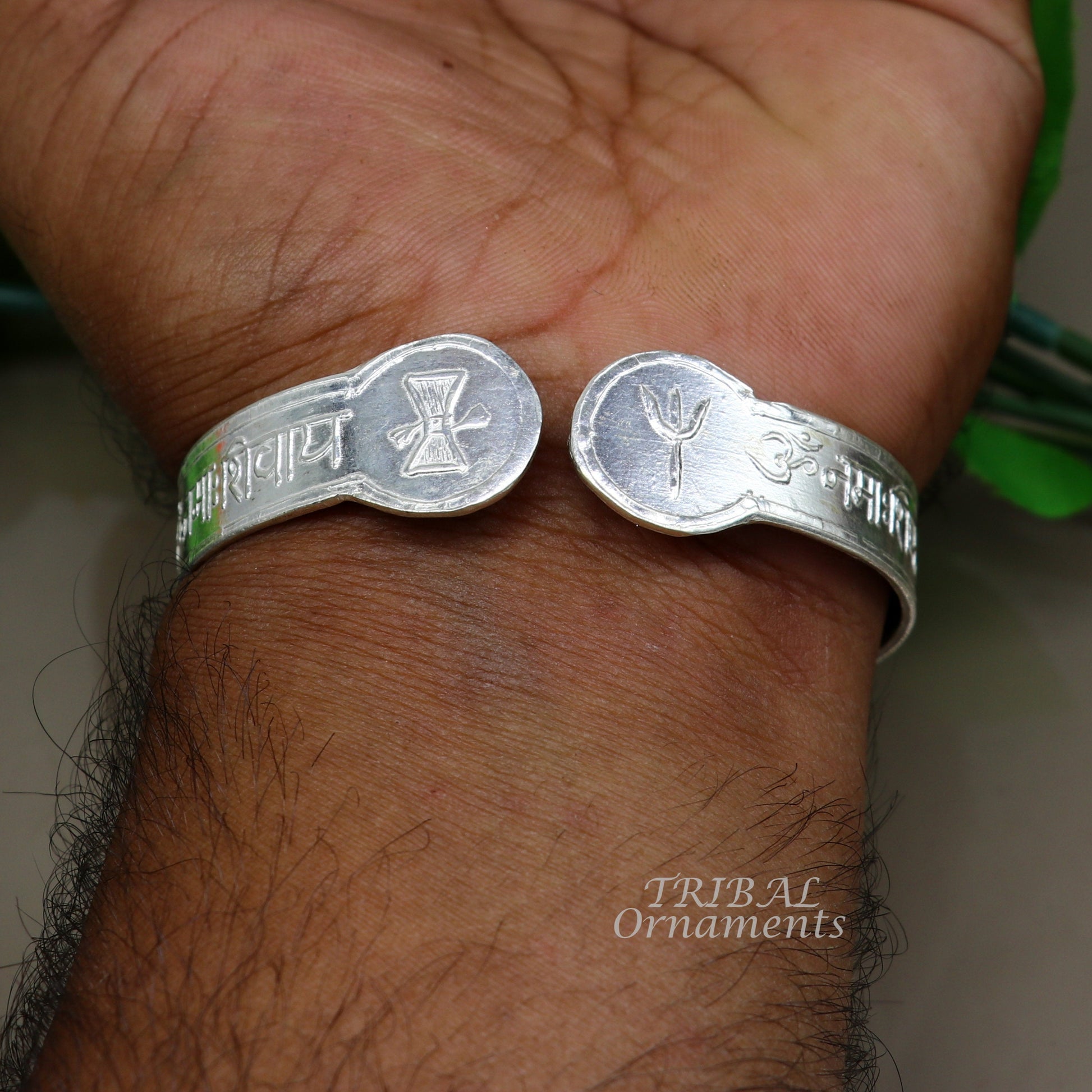 925 sterling silver handmade design Divine shiva mantra "Aum namah shivay" Bangle cuff bracelet kada, best unisex tribal jewelry cuff137 - TRIBAL ORNAMENTS