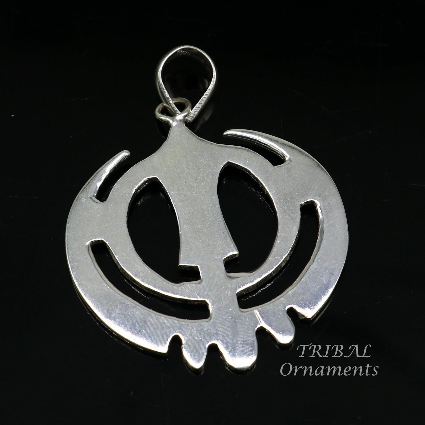 925 sterling silver handmade design holy khalsa Waheguru pendant, sikha Sardar symbol pendant, best blessing pendant from india nsp509 - TRIBAL ORNAMENTS