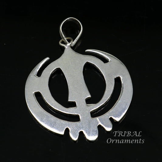925 sterling silver handmade design holy khalsa Waheguru pendant, sikha Sardar symbol pendant, best blessing pendant from india nsp509 - TRIBAL ORNAMENTS