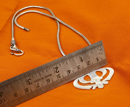 925 sterling silver Khalsa Waheguru pendant with Sikha Sardar symbol, handcrafted tribal jewelry from India.