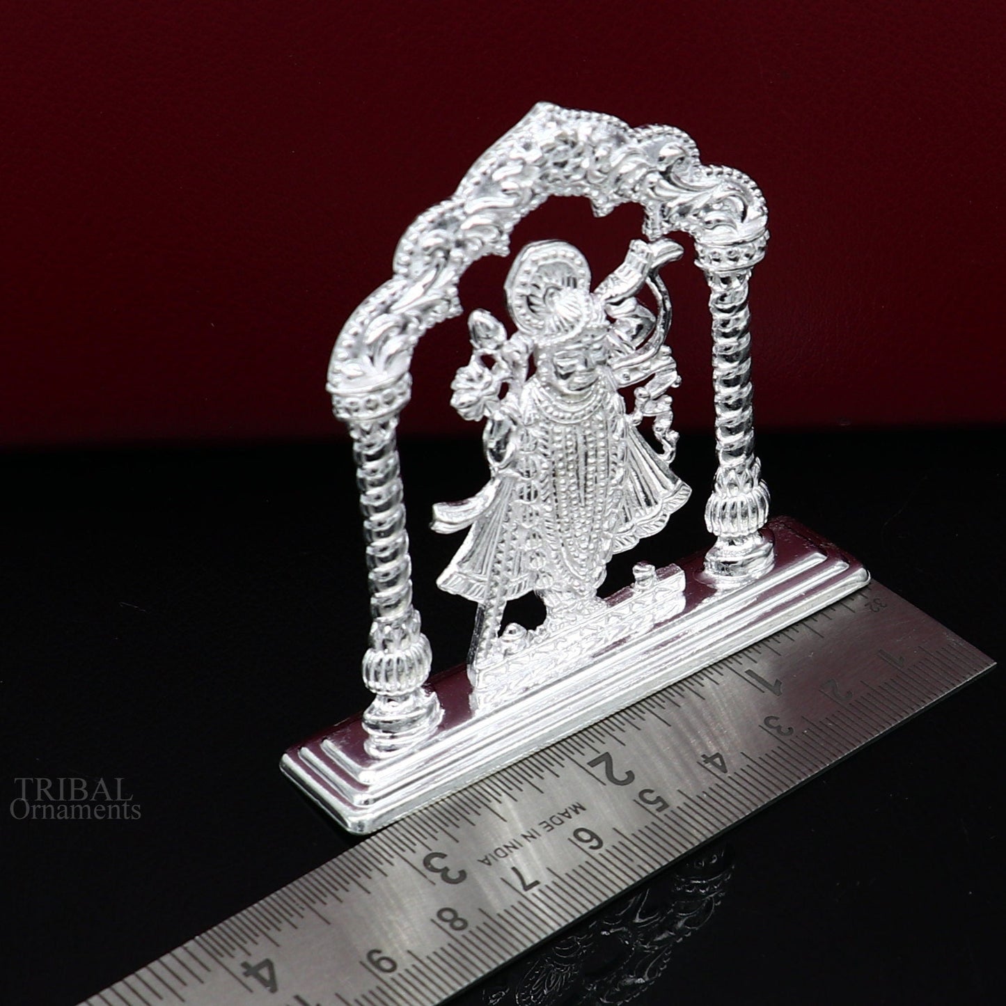 Sterling silver handmade design Indian Idols Lord krishna Shrinathji statue figurine, puja articles decorative gift diwali puja art448 - TRIBAL ORNAMENTS