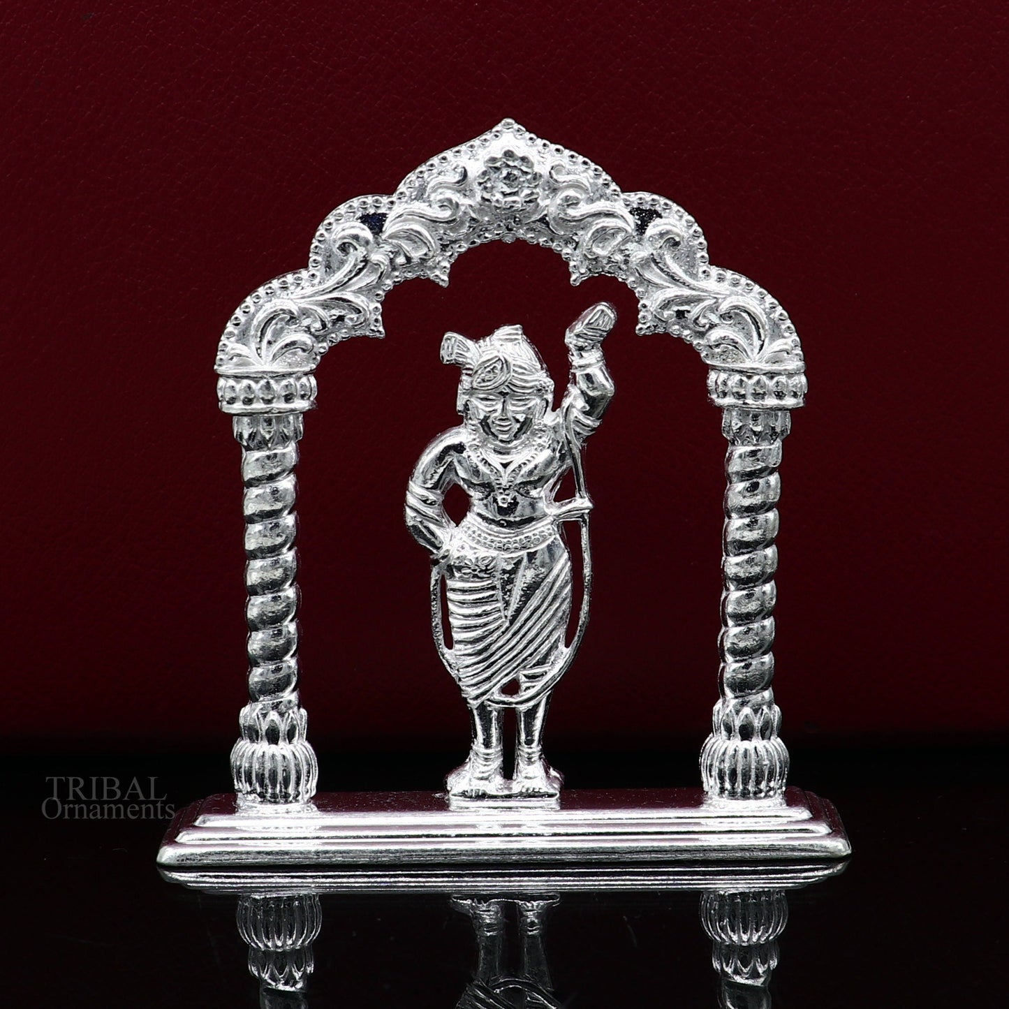 Sterling silver handmade design Indian Idols Lord krishna Shrinathji statue figurine, puja articles decorative gift diwali puja art449 - TRIBAL ORNAMENTS