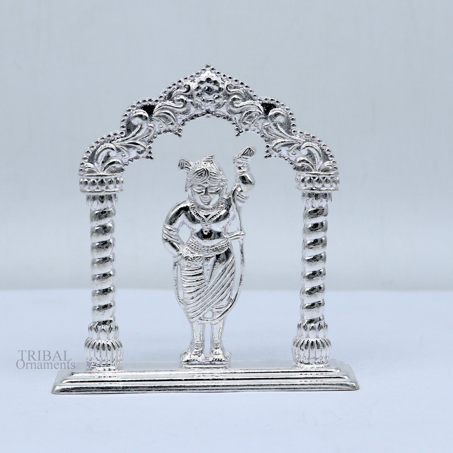 Sterling silver handmade design Indian Idols Lord krishna Shrinathji statue figurine, puja articles decorative gift diwali puja art449 - TRIBAL ORNAMENTS