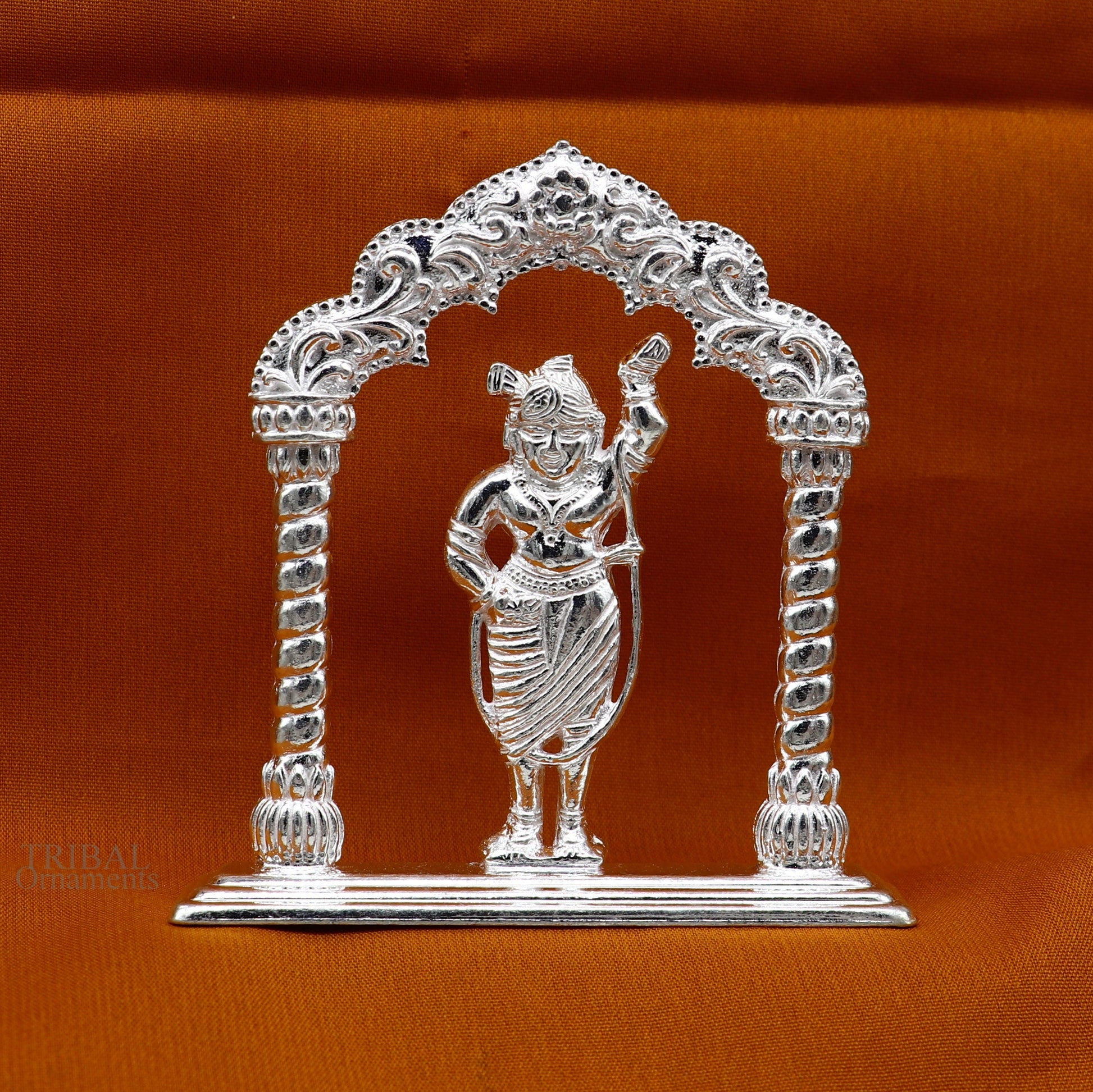 Sterling silver handmade design Indian Idols Lord krishna Shrinathji statue figurine, puja articles decorative gift diwali puja art449 - TRIBAL ORNAMENTS