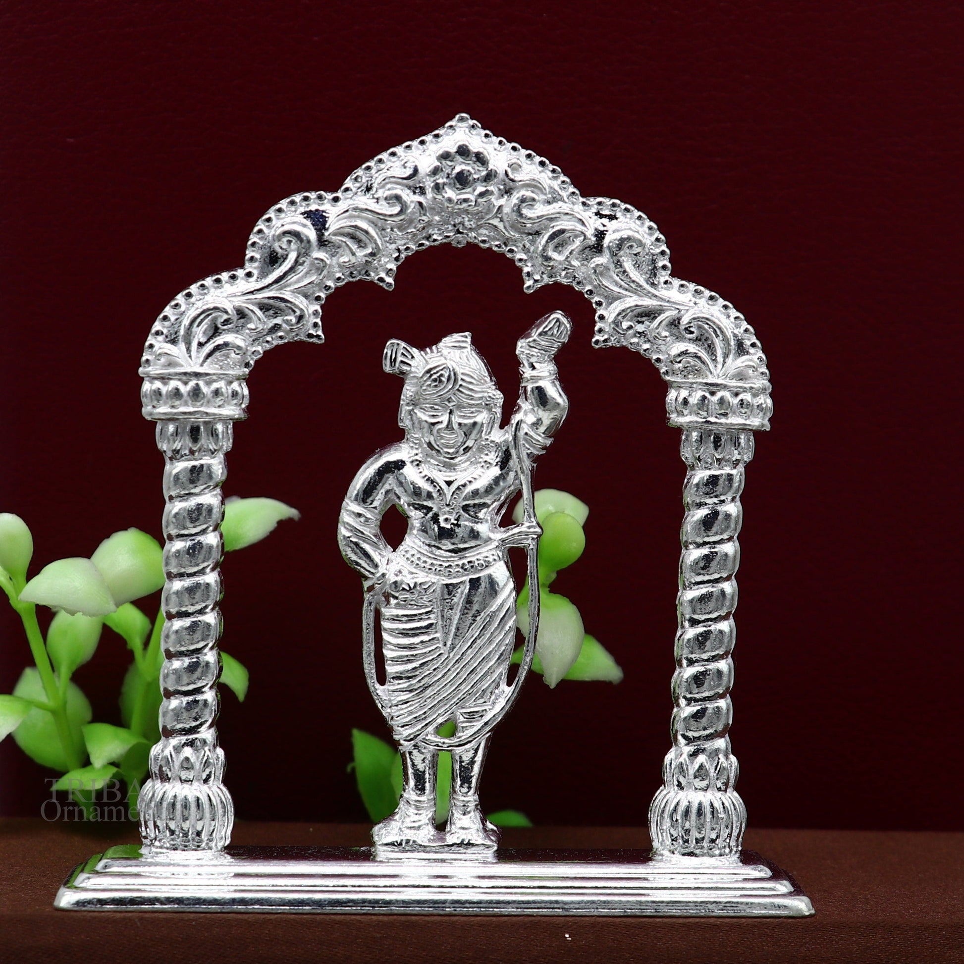 Sterling silver handmade design Indian Idols Lord krishna Shrinathji statue figurine, puja articles decorative gift diwali puja art449 - TRIBAL ORNAMENTS