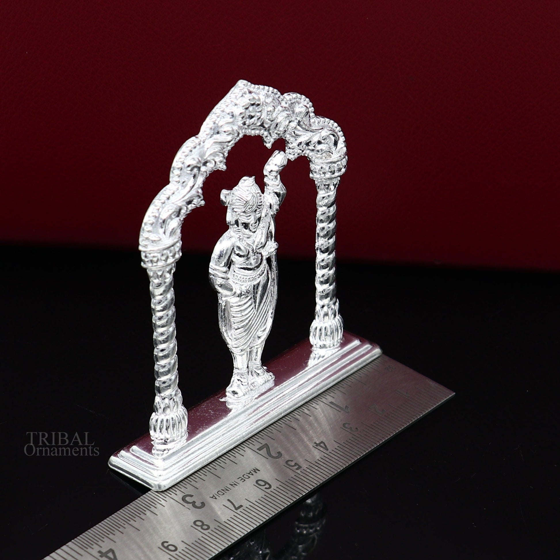 Sterling silver handmade design Indian Idols Lord krishna Shrinathji statue figurine, puja articles decorative gift diwali puja art449 - TRIBAL ORNAMENTS