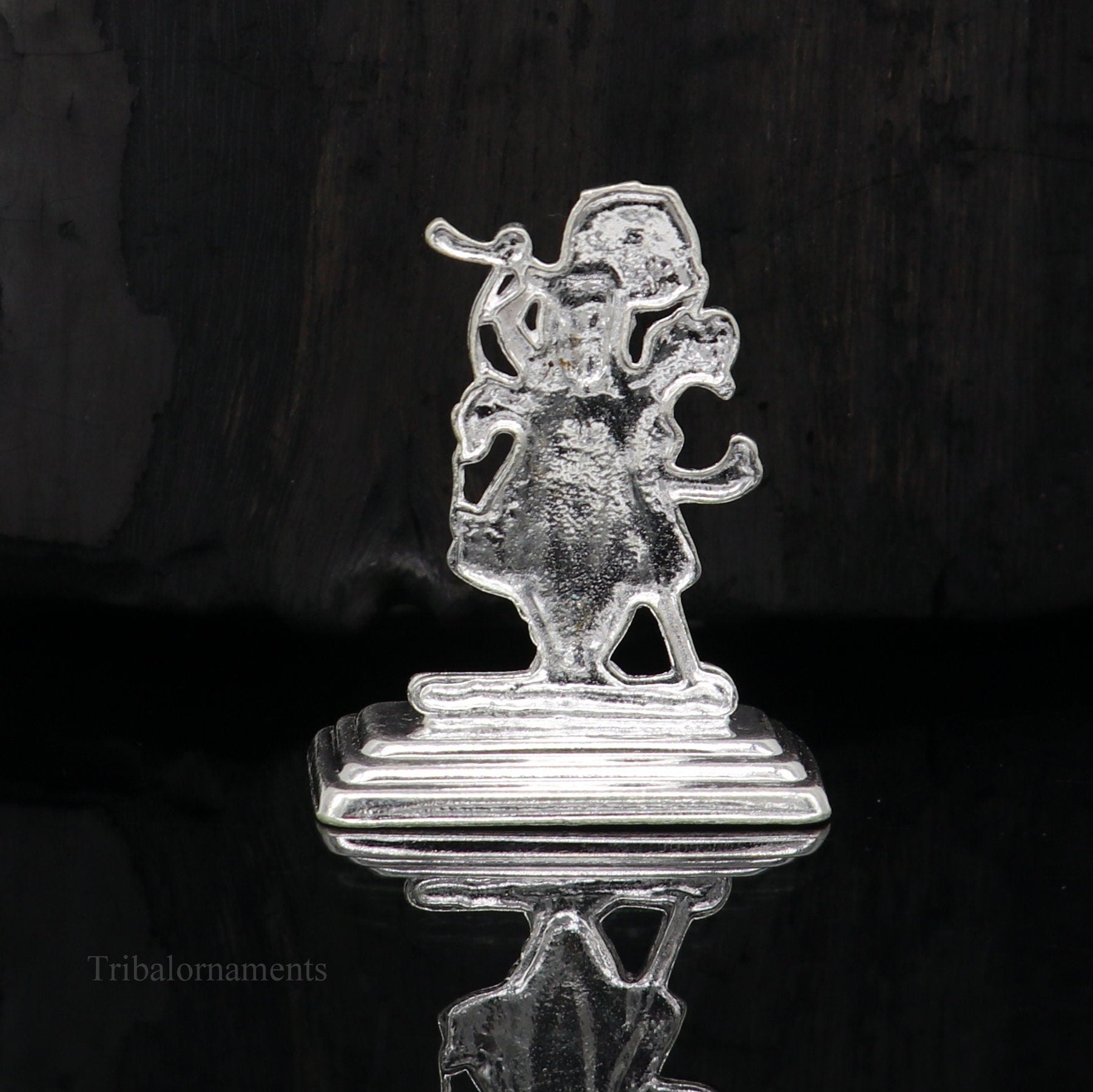 Sterling silver handmade design Indian Idols Lord krishna  Shrinathji statue figurine, puja articles decorative gift diwali puja art50 - TRIBAL ORNAMENTS