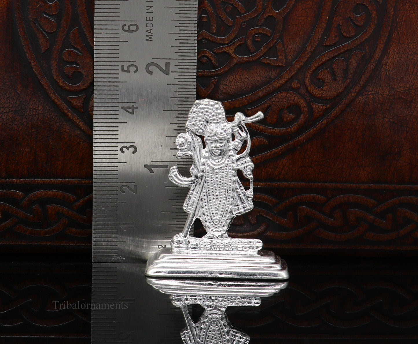 Sterling silver handmade design Indian Idols Lord krishna  Shrinathji statue figurine, puja articles decorative gift diwali puja art50 - TRIBAL ORNAMENTS