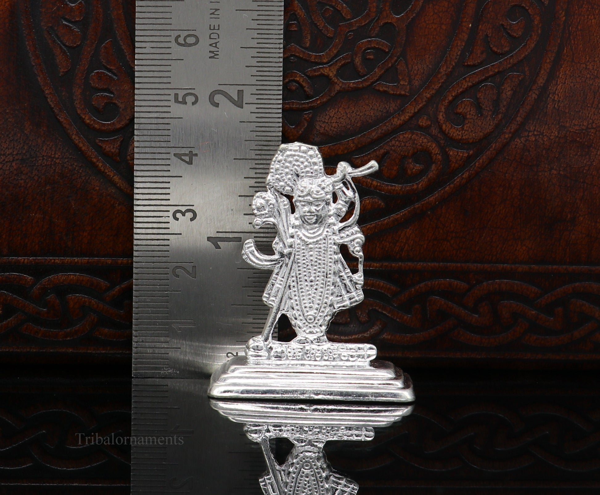 Sterling silver handmade design Indian Idols Lord krishna  Shrinathji statue figurine, puja articles decorative gift diwali puja art50 - TRIBAL ORNAMENTS