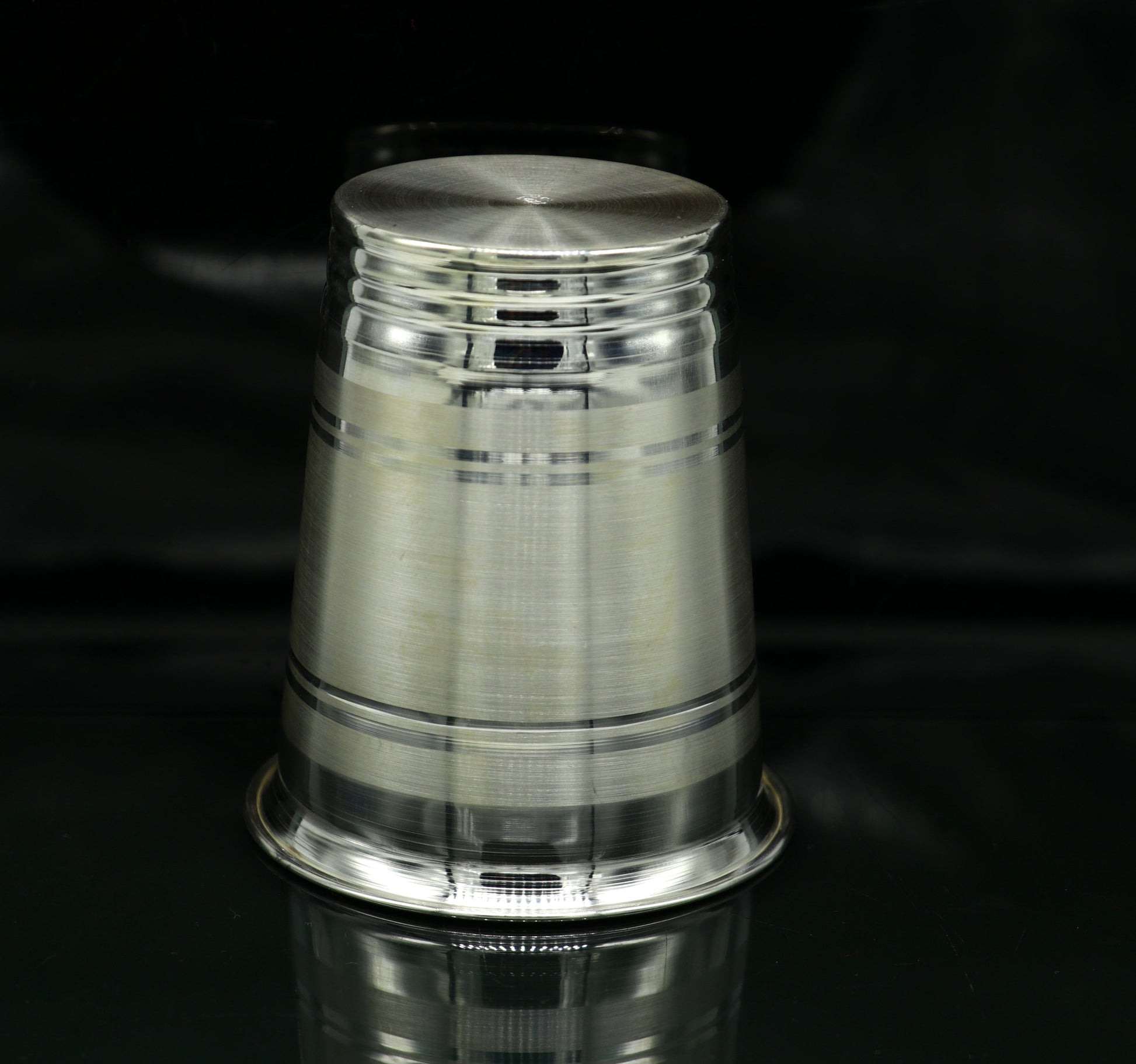 925 sterling silver handmade baby food cup with water or milk glass design, by TRIBAL ORNAMENTS, ideal for gifting.