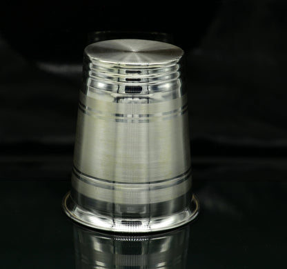 925 sterling silver handmade baby food cup with water or milk glass design, by TRIBAL ORNAMENTS, ideal for gifting.
