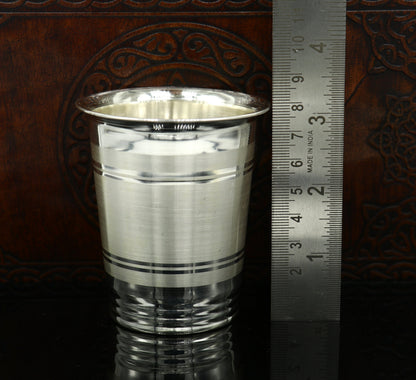 925 sterling silver handmade baby food cup with water or milk glass design, crafted by Tribal Ornaments, ideal as a silver gift.