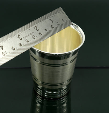 925 sterling silver handmade baby food cup with water or milk glass design, crafted by TRIBAL ORNAMENTS, ideal for gifting.