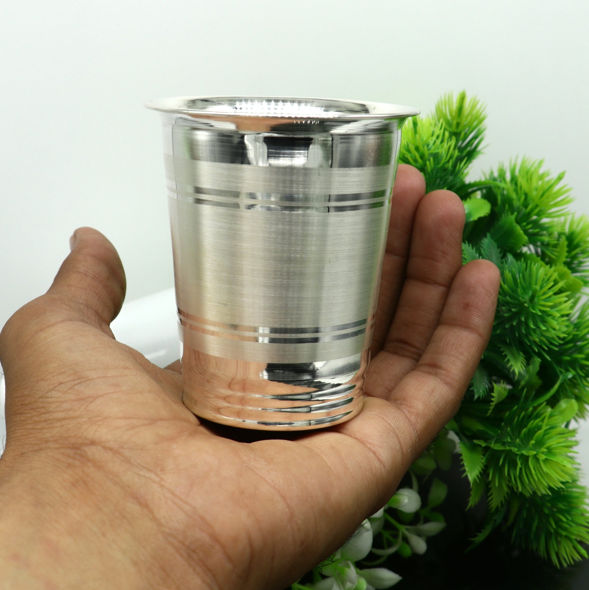 Handmade 925 sterling silver baby water or milk glass cup with intricate tribal design, ideal for gifting or silver kitchen collection.