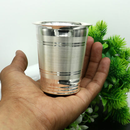 Handmade 925 sterling silver baby water or milk glass cup with intricate tribal design, ideal for gifting or silver kitchen collection.