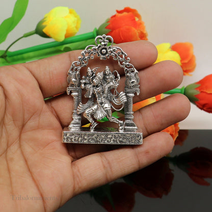 925 sterling silver handmade Divine Hindu god Hanuman with Rama and Laxman blessing Statue, amazing Divine figurine puja article art174 - TRIBAL ORNAMENTS