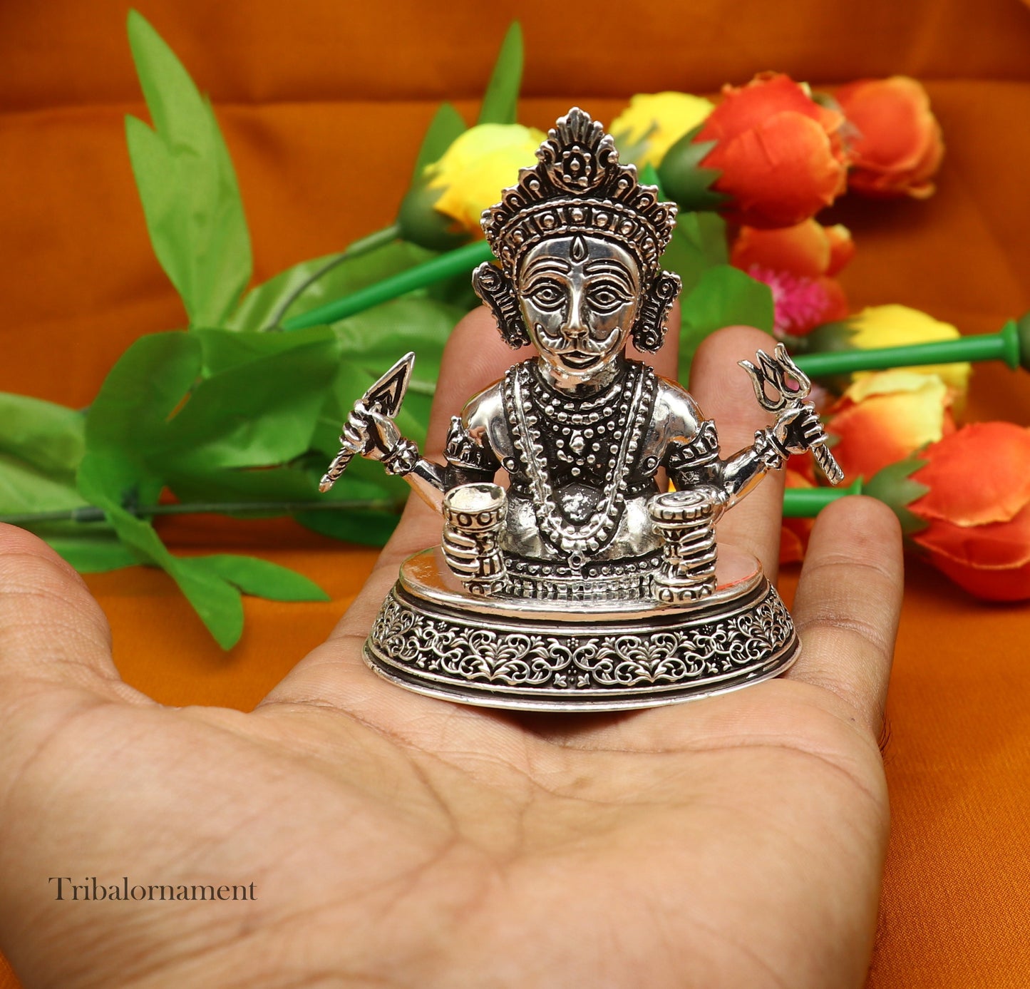 925 sterling silver handmade Divine Hindu god idol Nakado Bhairwa / Nakoda bheruji divine jain Statue Sculpture figurine puja article art225 - TRIBAL ORNAMENTS