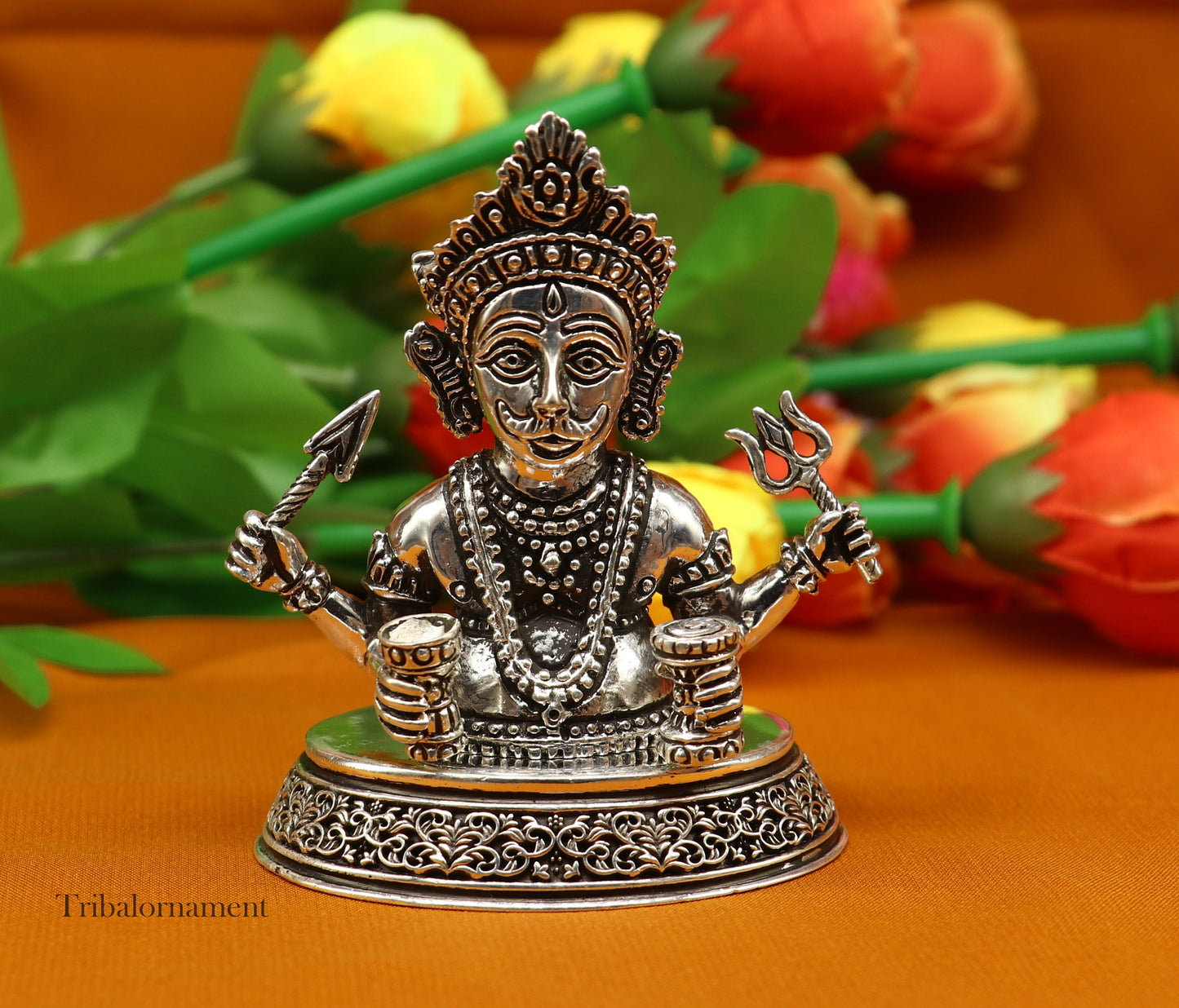 925 sterling silver handmade Divine Hindu god idol Nakado Bhairwa / Nakoda bheruji divine jain Statue Sculpture figurine puja article art225 - TRIBAL ORNAMENTS
