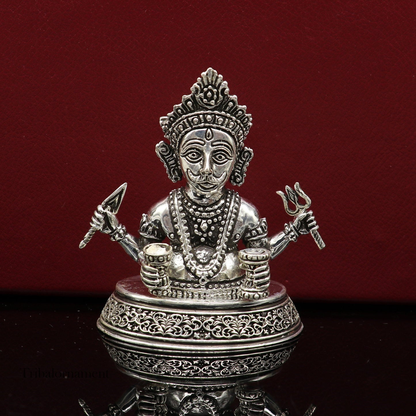 925 sterling silver handmade Divine Hindu god idol Nakado Bhairwa / Nakoda bheruji divine jain Statue Sculpture figurine puja article art225 - TRIBAL ORNAMENTS