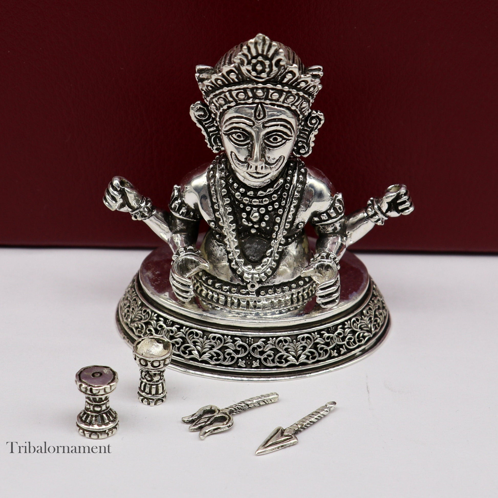 925 sterling silver handmade Divine Hindu god idol Nakado Bhairwa / Nakoda bheruji divine jain Statue Sculpture figurine puja article art225 - TRIBAL ORNAMENTS