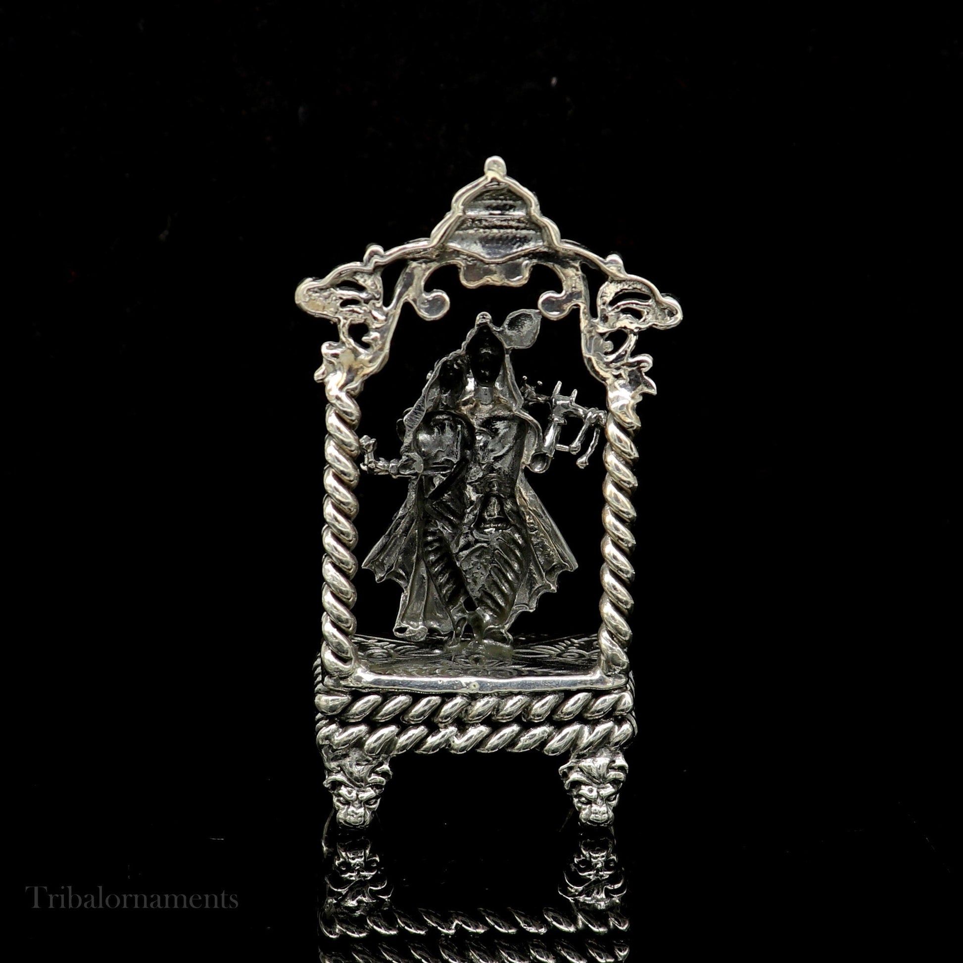 925 sterling silver handmade Divine Hindu god Krishna with Radha blessing Statue, Stunning Radha kishan figurine puja article art168 - TRIBAL ORNAMENTS