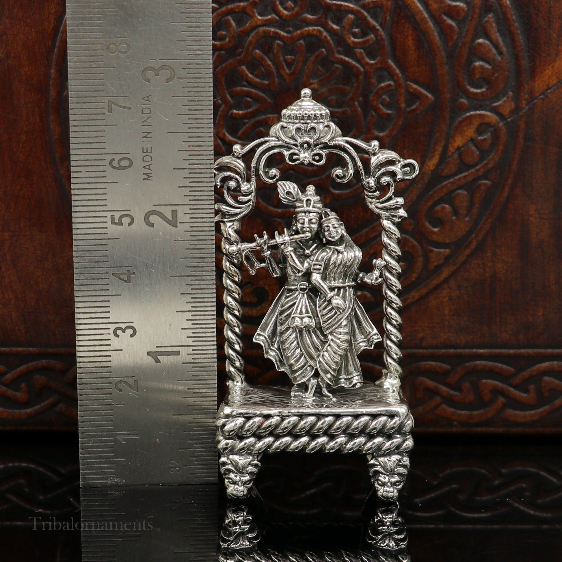 925 sterling silver handmade Divine Hindu god Krishna with Radha blessing Statue, Stunning Radha kishan figurine puja article art168 - TRIBAL ORNAMENTS