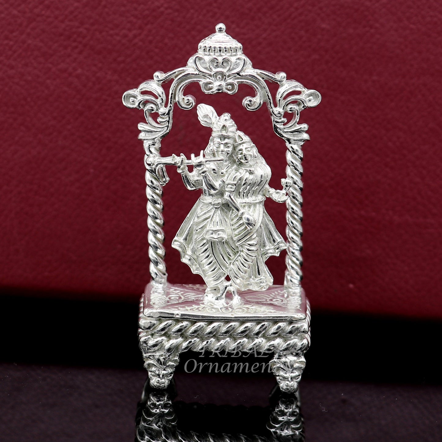 925 sterling silver handmade Divine Hindu god Krishna with Radha blessing Statue, Stunning Radha kishan figurine puja article su999 - TRIBAL ORNAMENTS