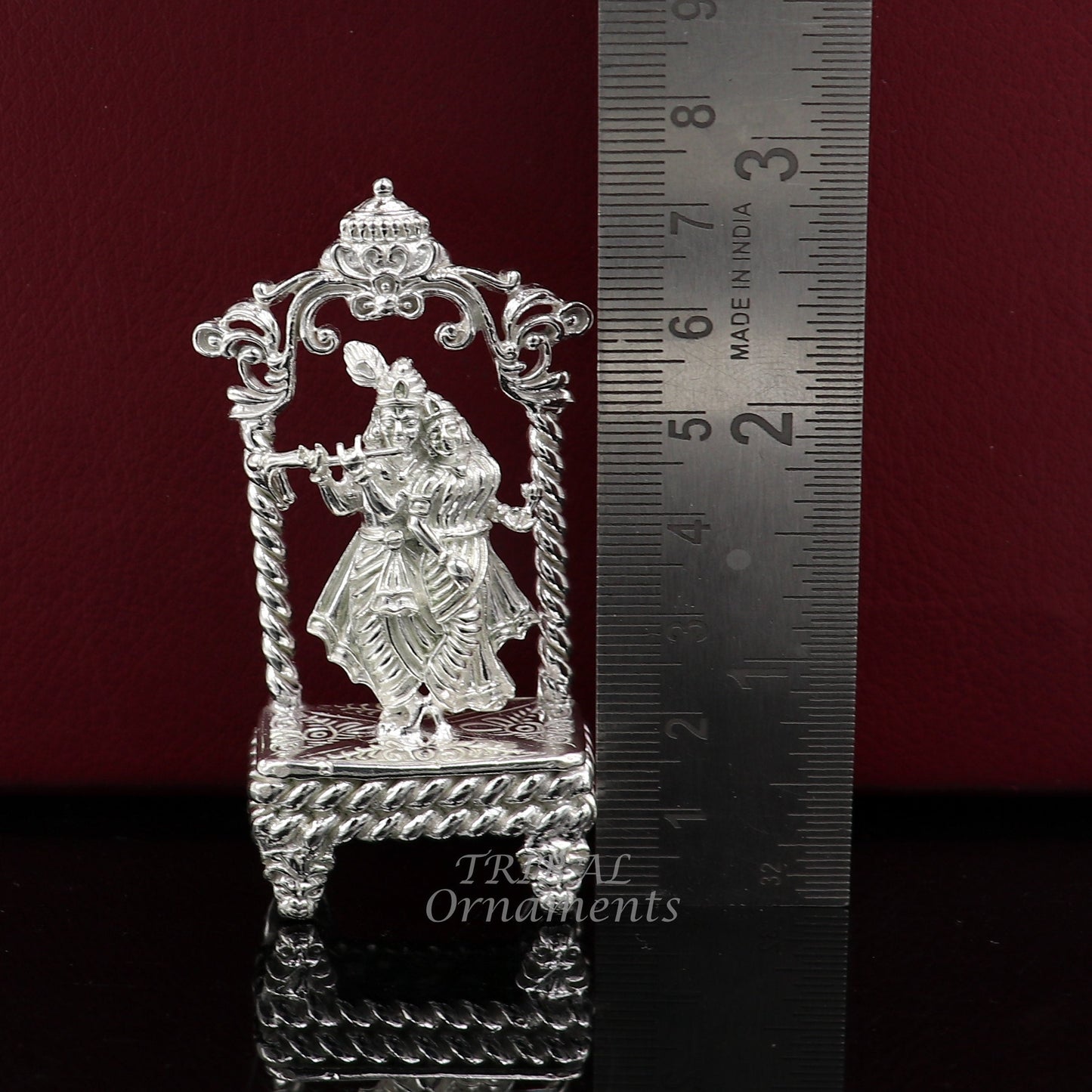 925 sterling silver handmade Divine Hindu god Krishna with Radha blessing Statue, Stunning Radha kishan figurine puja article su999 - TRIBAL ORNAMENTS