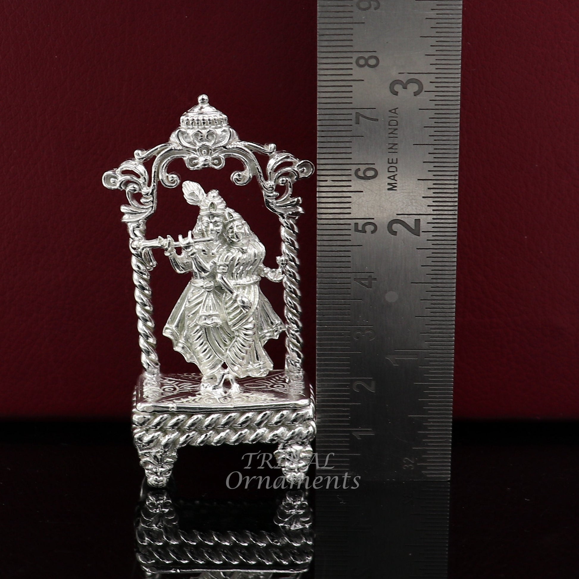 925 sterling silver handmade Divine Hindu god Krishna with Radha blessing Statue, Stunning Radha kishan figurine puja article su999 - TRIBAL ORNAMENTS