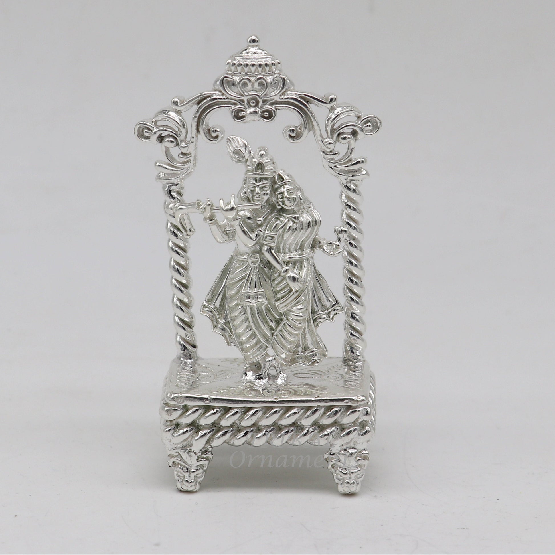 925 sterling silver handmade Divine Hindu god Krishna with Radha blessing Statue, Stunning Radha kishan figurine puja article su999 - TRIBAL ORNAMENTS